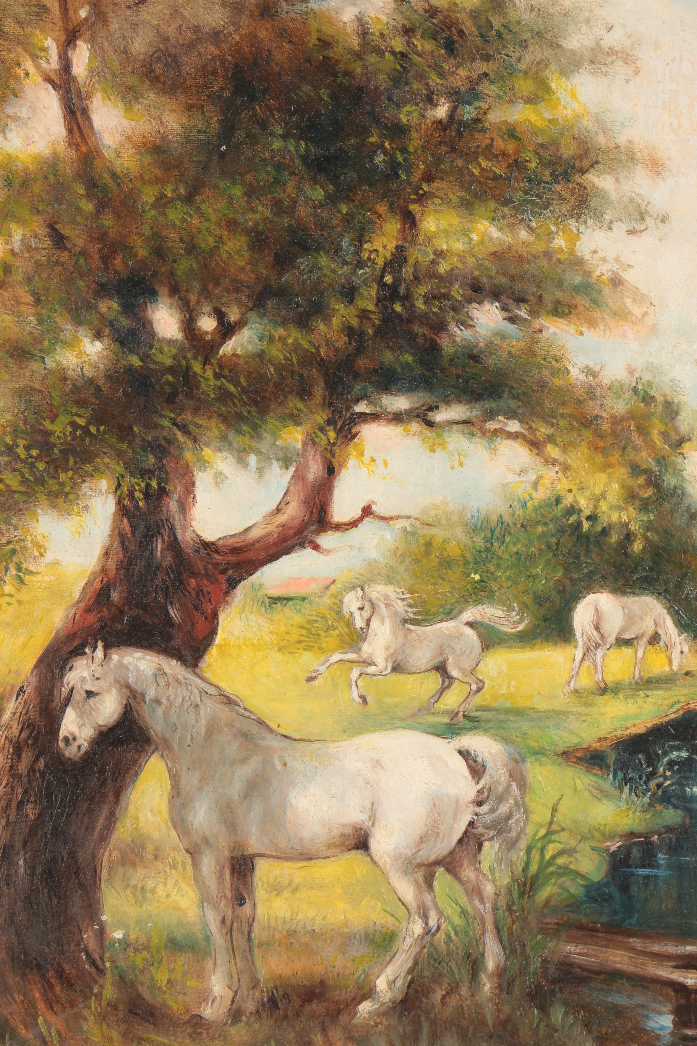 Gianna Tesi Oil Painting of Horses in Landscape