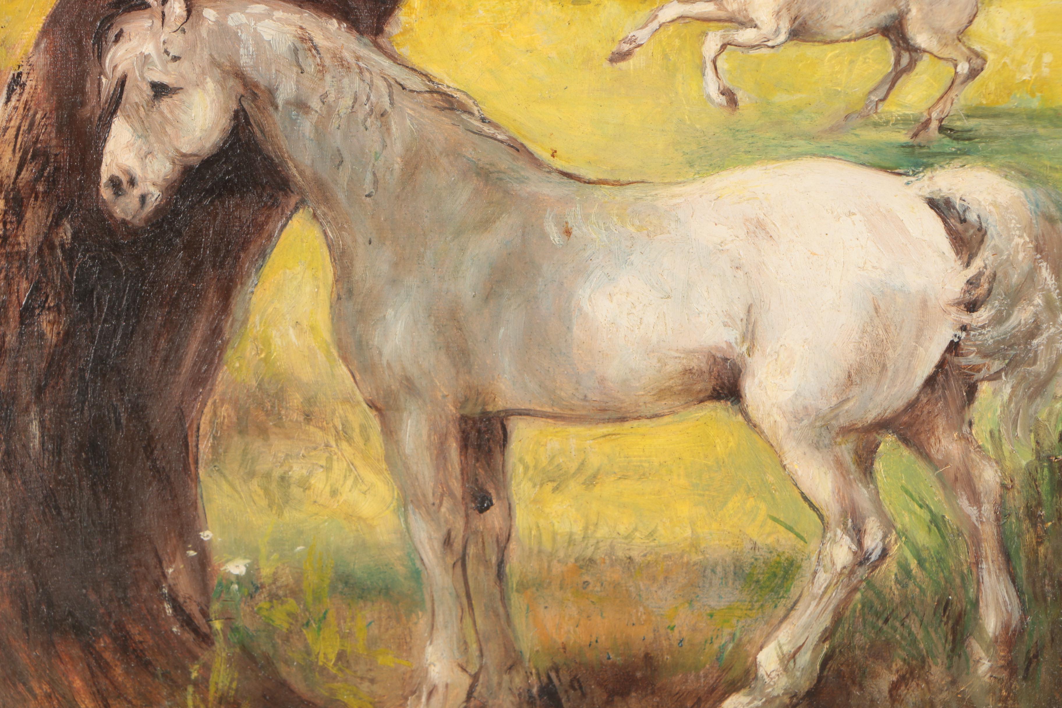 Gianna Tesi Oil Painting of Horses in Landscape