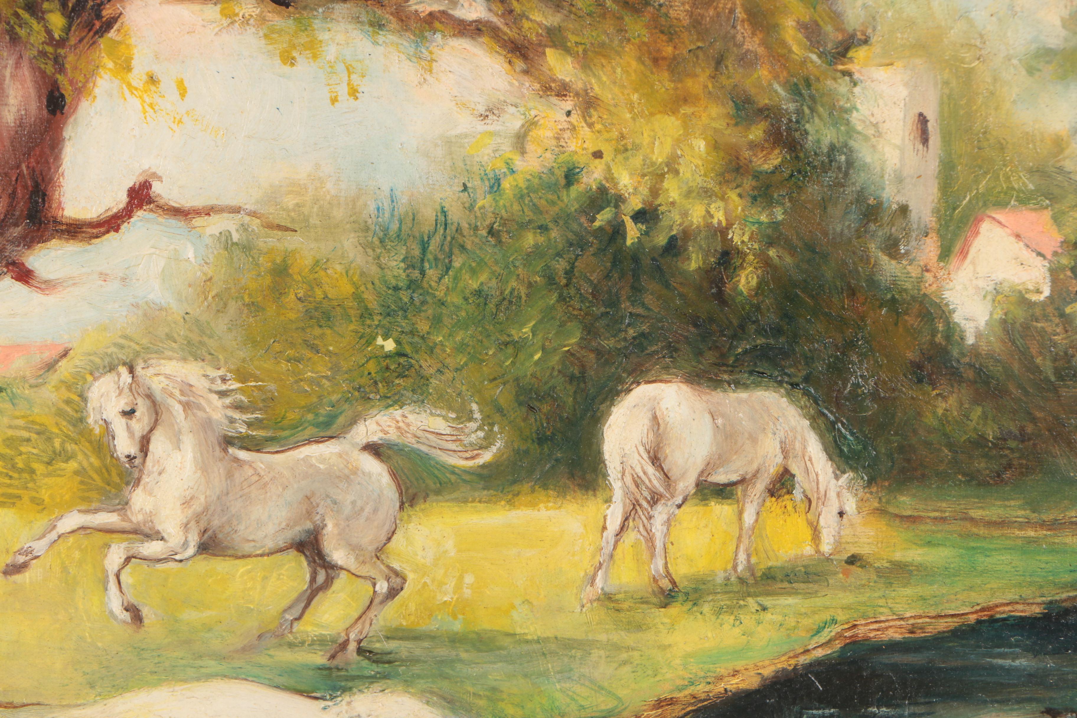 Gianna Tesi Oil Painting of Horses in Landscape