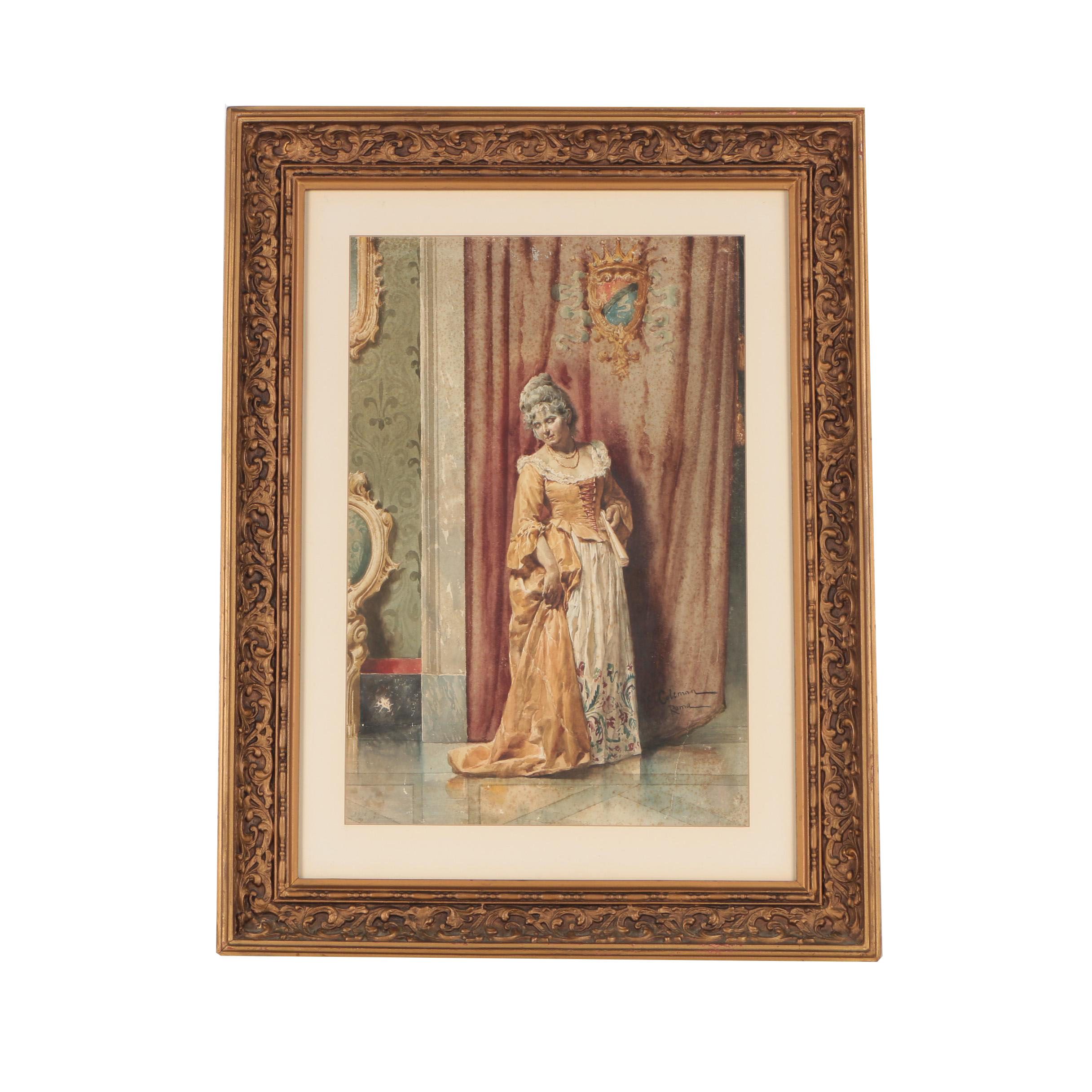 E. Coleman Roma Watercolor Painting
