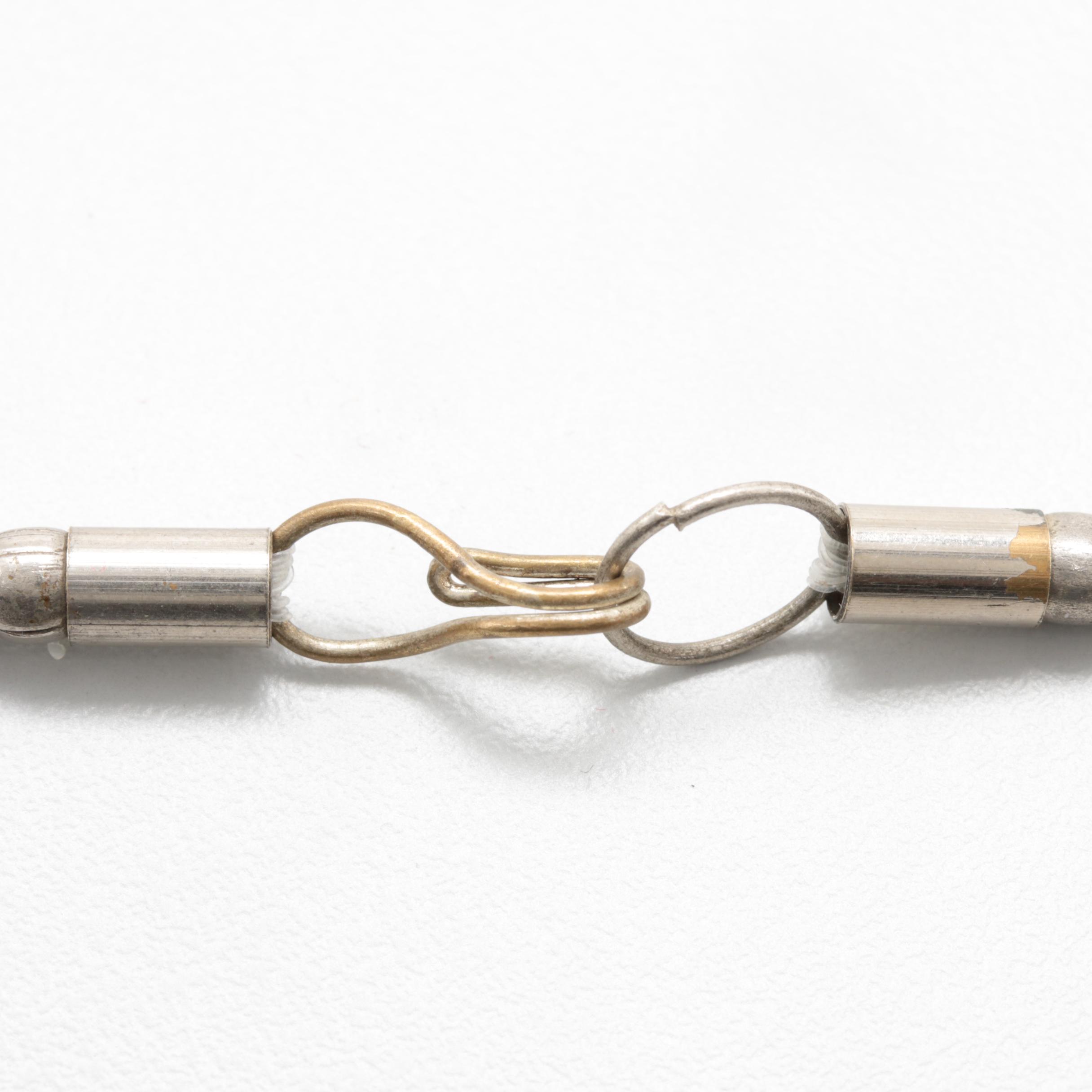 Sterling Silver, 900 Silver and Silver Tone Onyx and Glass Necklace and Brooch