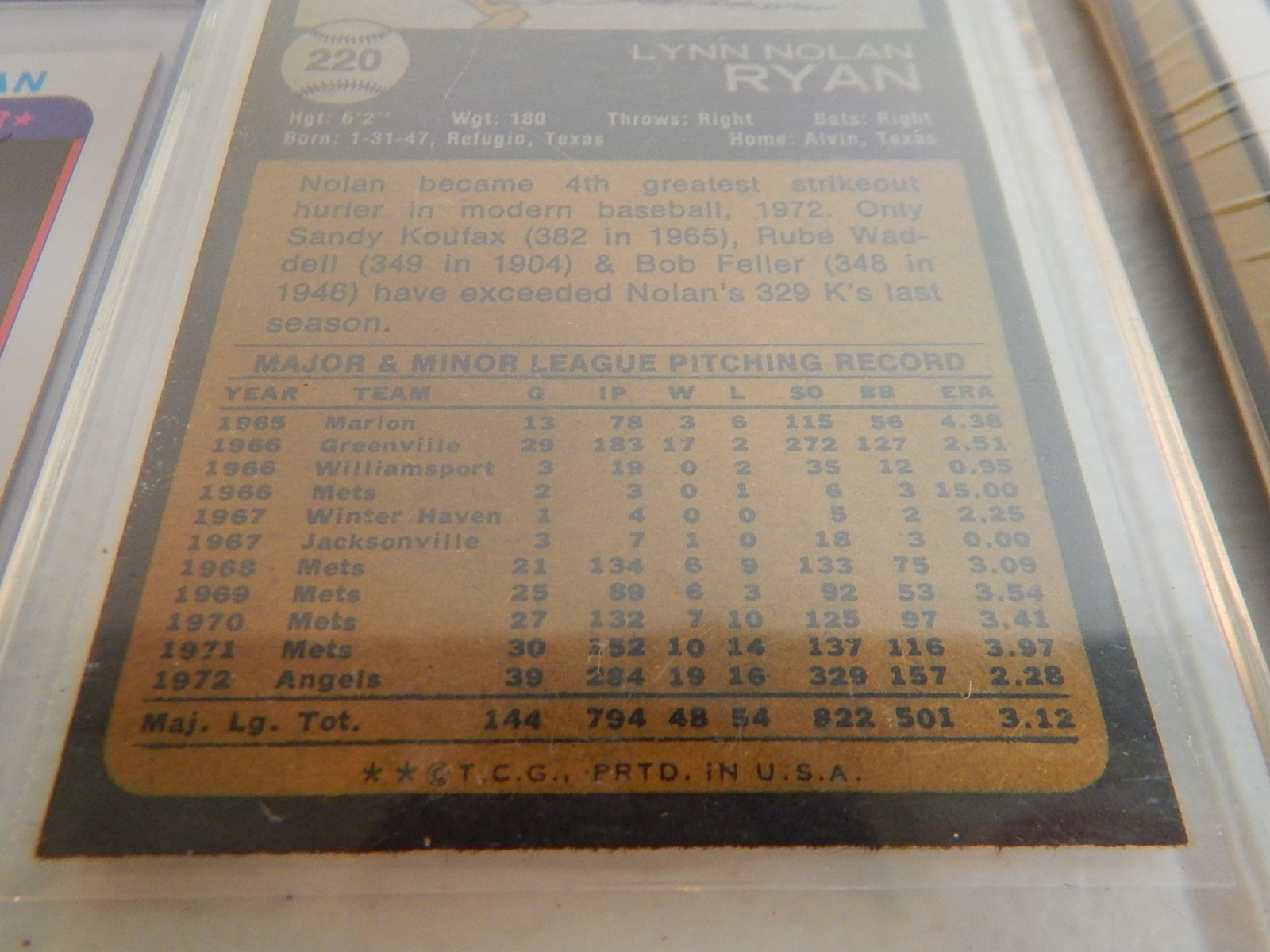 HOF Nolan Ryan Baseball Card Collection