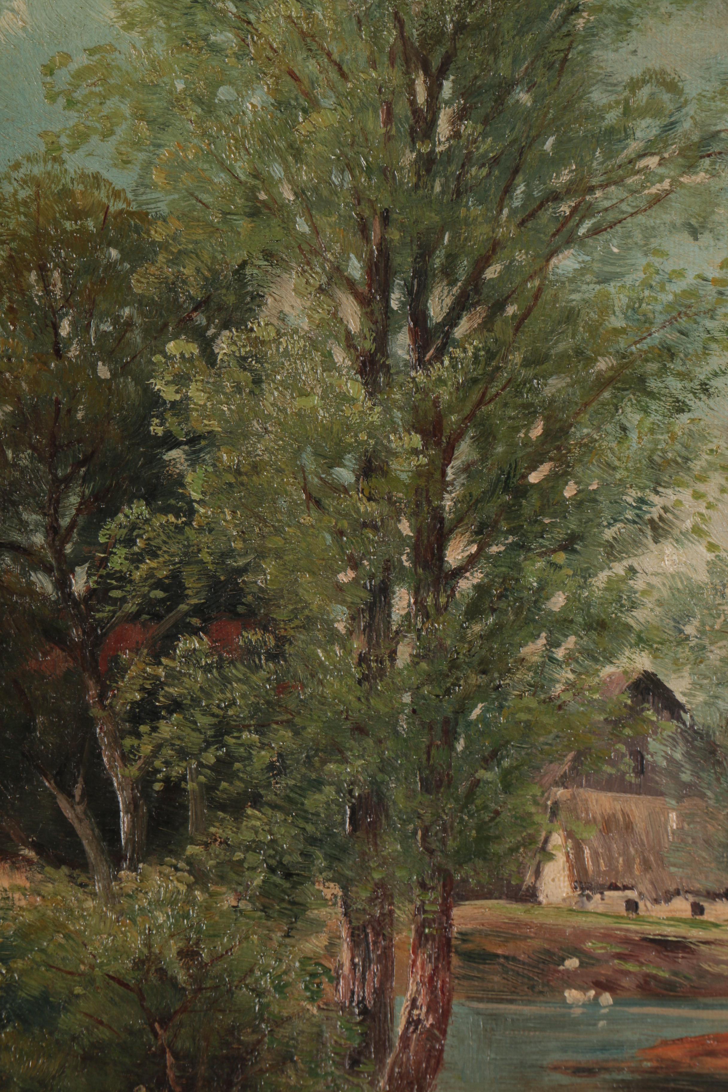 Oil Painting Landscape With Ducks