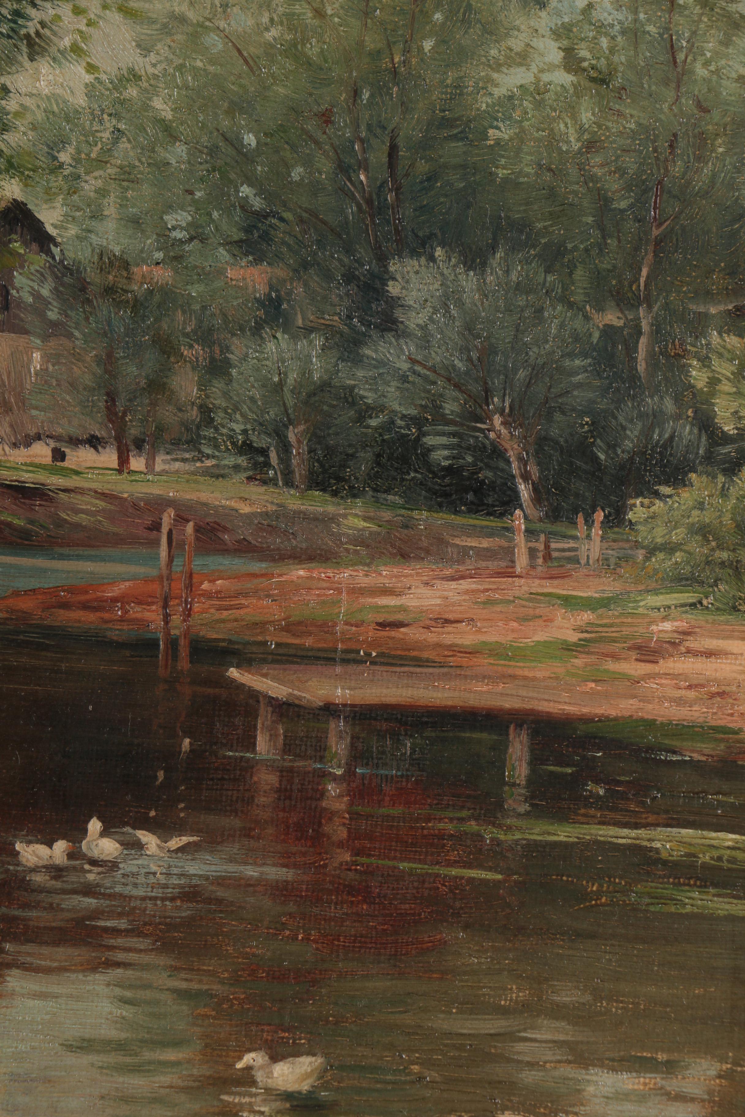 Oil Painting Landscape With Ducks