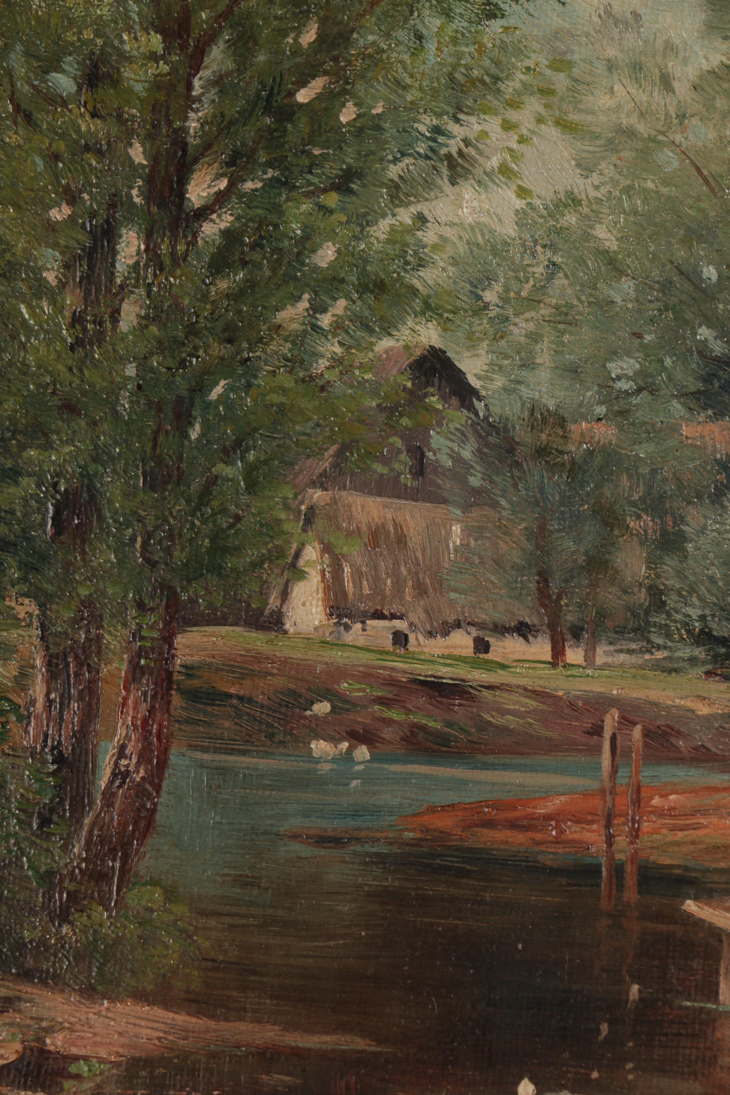 Oil Painting Landscape With Ducks