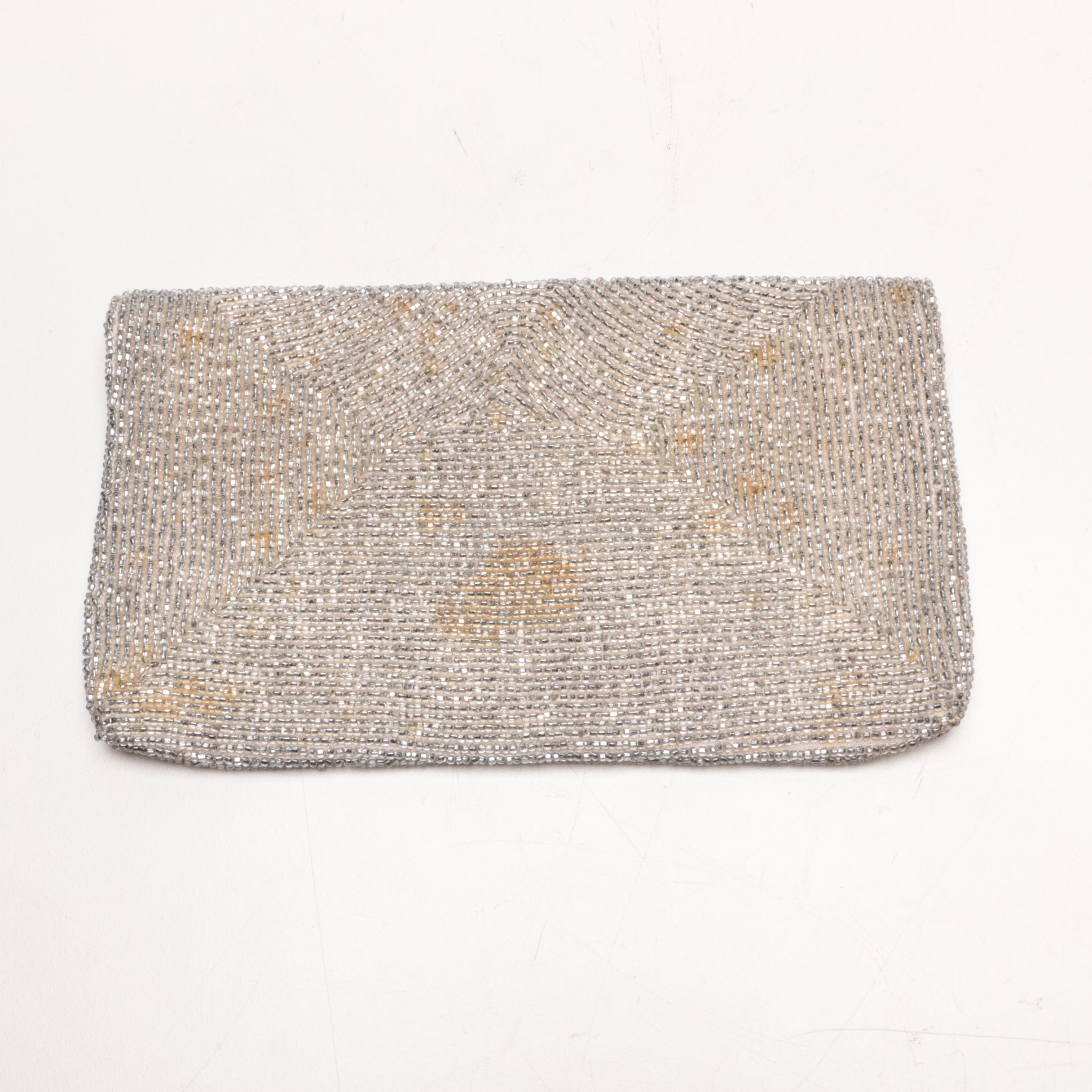 Art Deco Enameled Mesh Evening Purse and Vintage Joseph Magnin Beaded Clutch