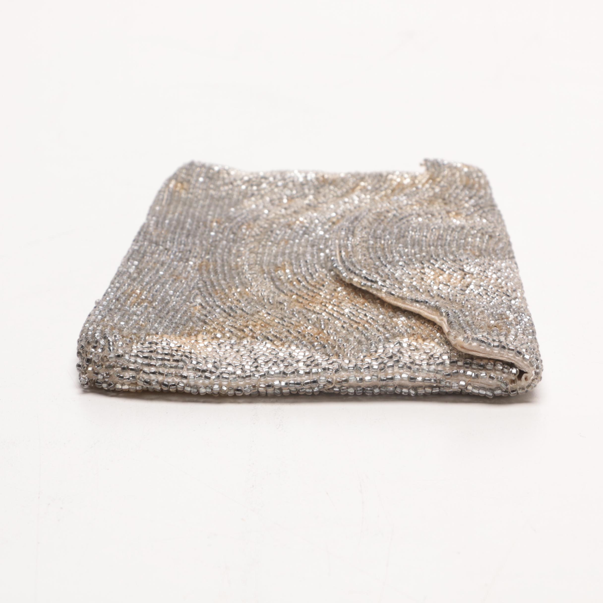 Art Deco Enameled Mesh Evening Purse and Vintage Joseph Magnin Beaded Clutch