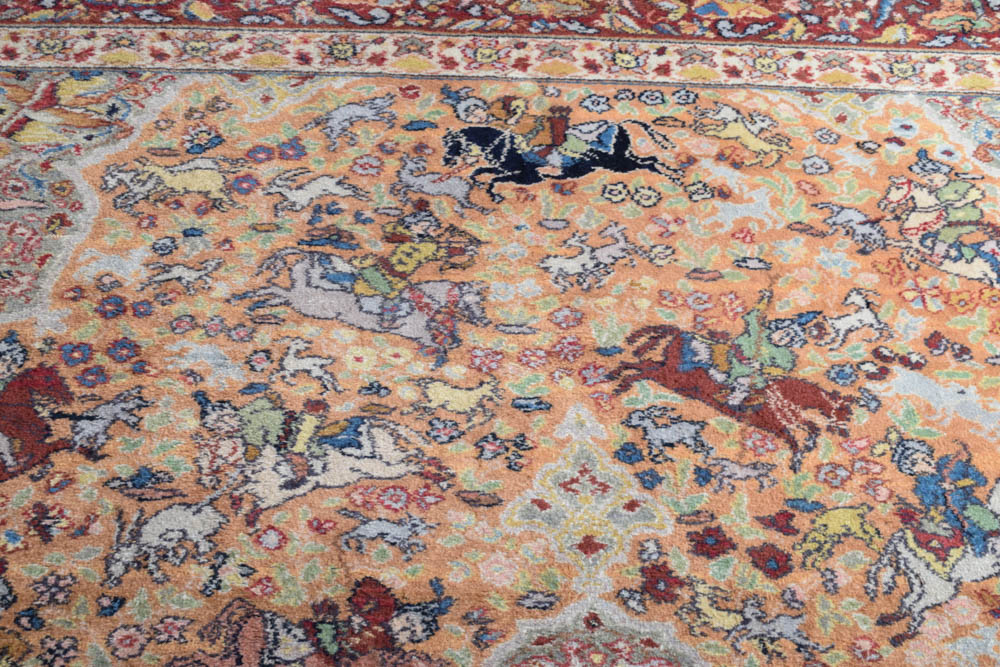 Vintage Power Loomed Persian Style Hunting Rug