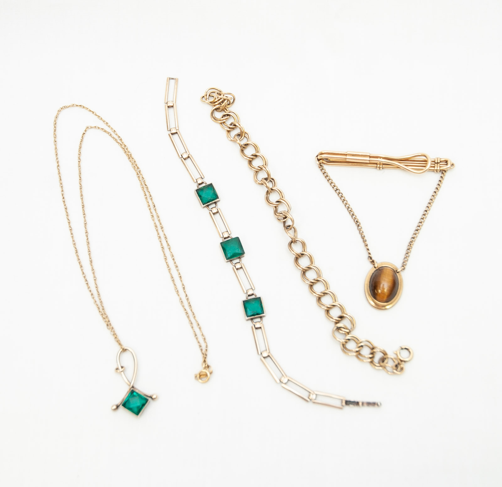 Vintage Gold-Filled Tie Clip, Necklace and Bracelets