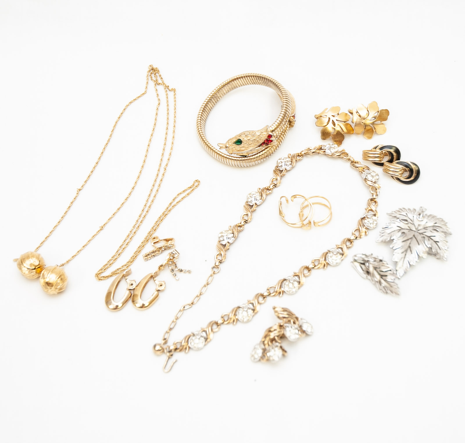 Gold Tone Jewelry Assortment Featuring Monet and Trifari
