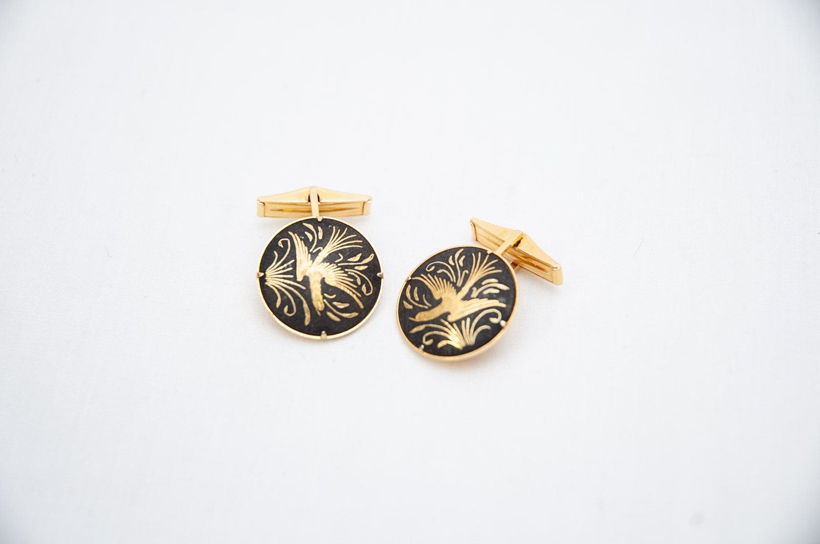 Vintage Gold-Tone and Black Damascene Jewelry