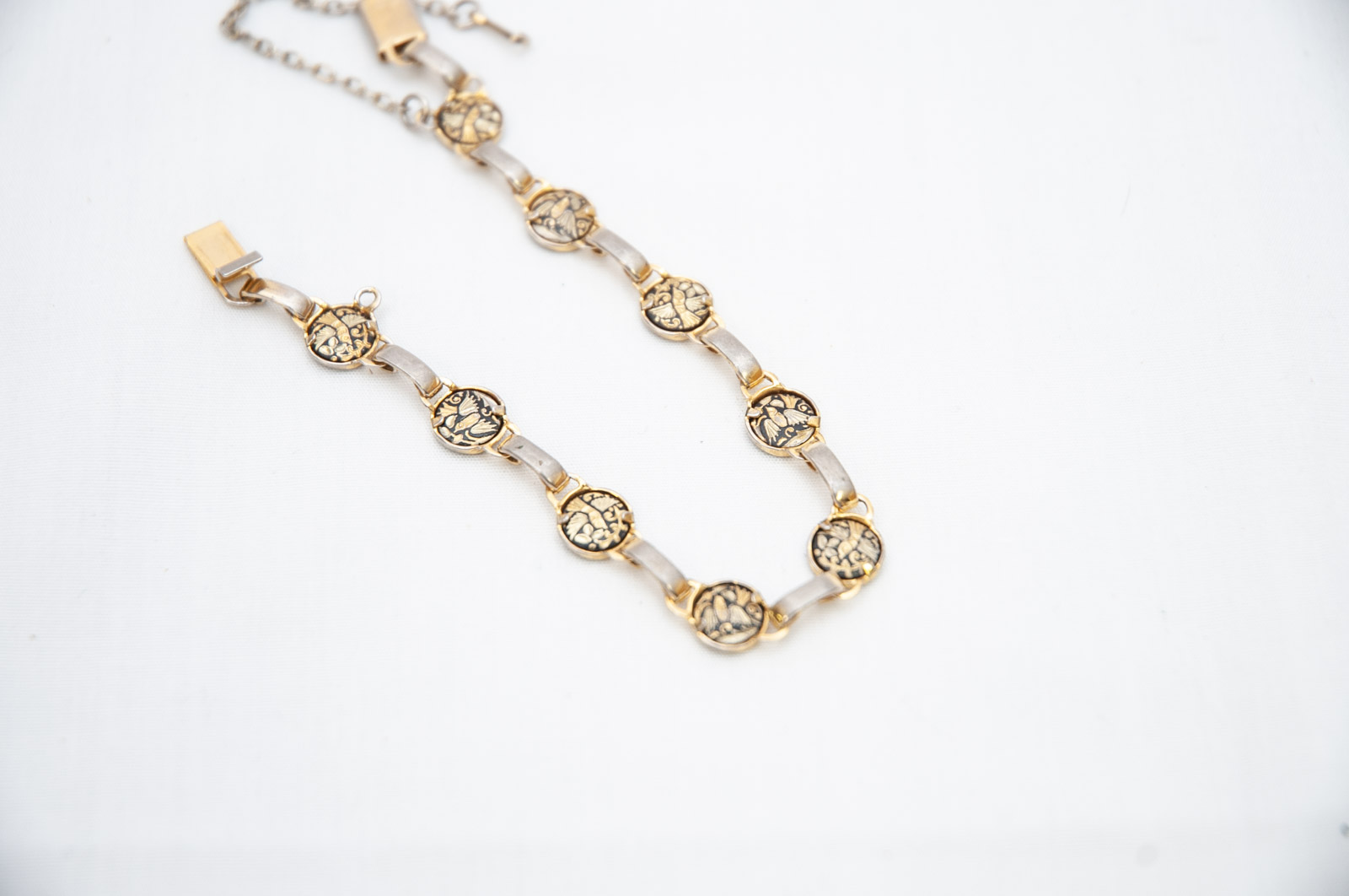 Vintage Gold-Tone and Black Damascene Jewelry