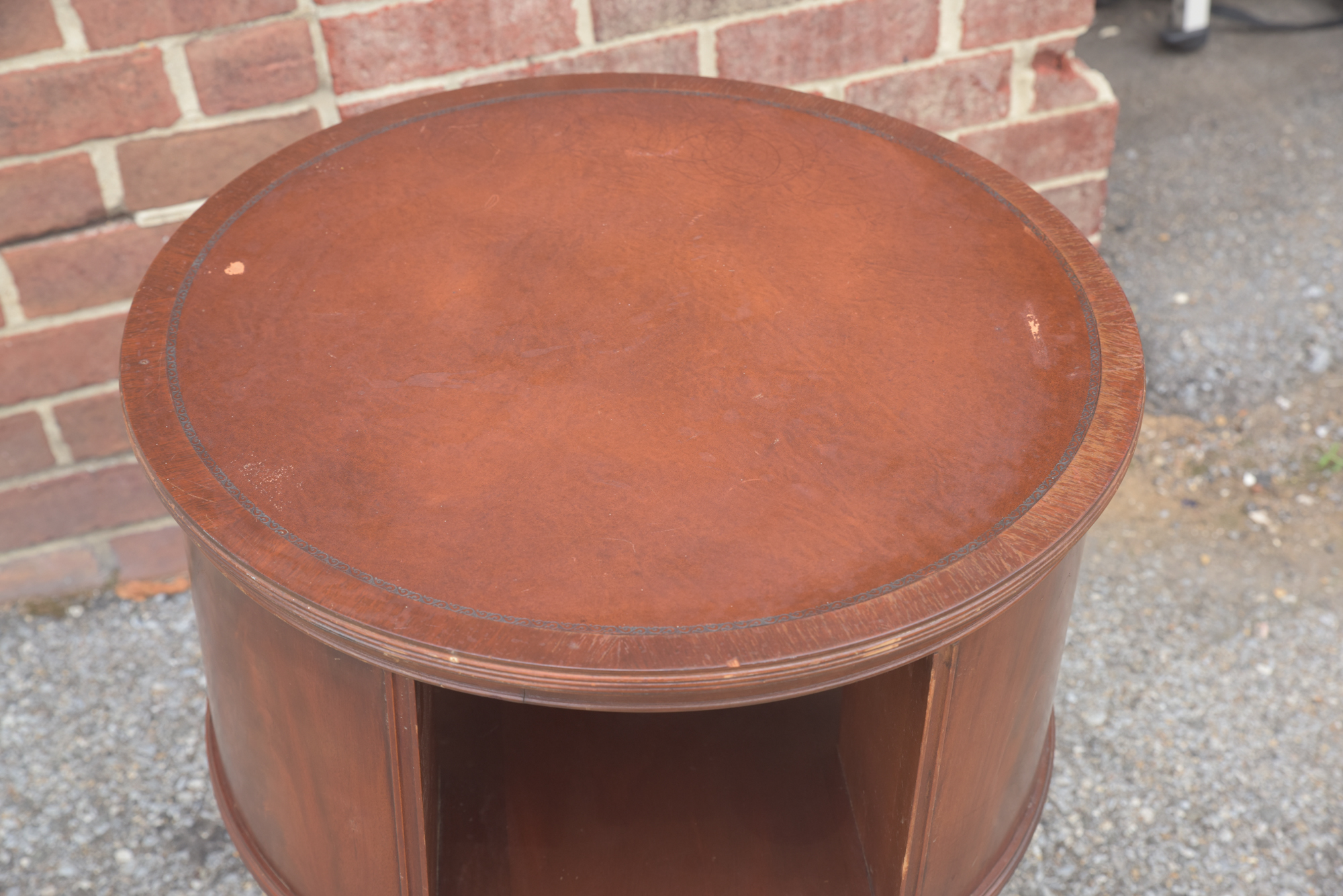 Vintage Duncan Phyfe Style Mahogany Drum Table by Hathaway's