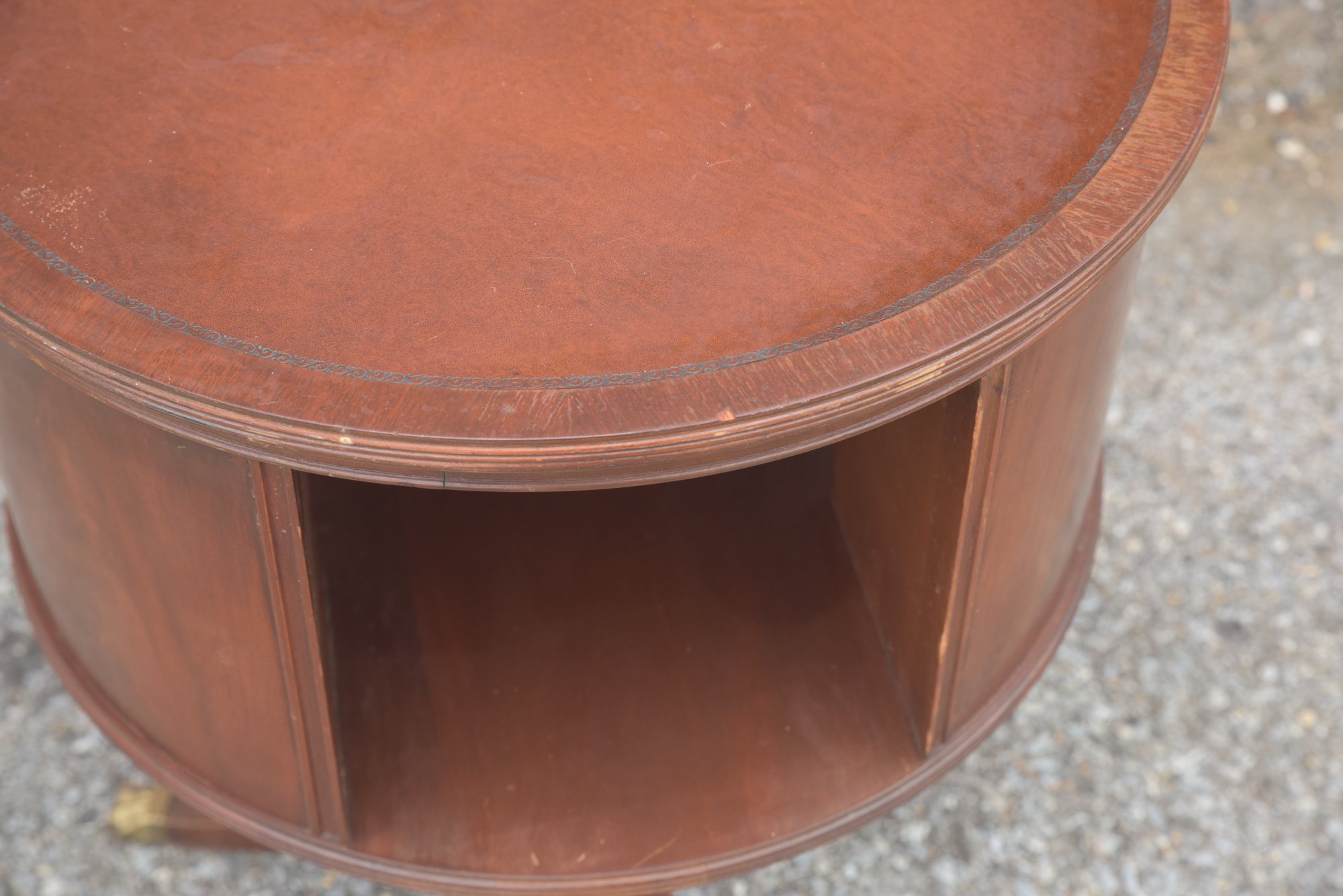 Vintage Duncan Phyfe Style Mahogany Drum Table by Hathaway's