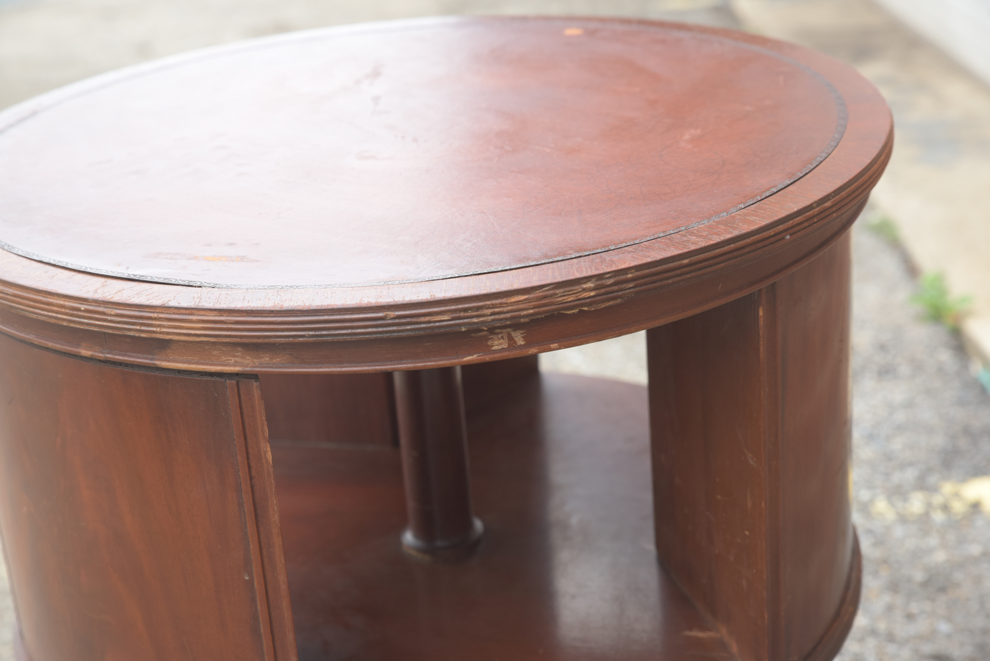 Vintage Duncan Phyfe Style Mahogany Drum Table by Hathaway's