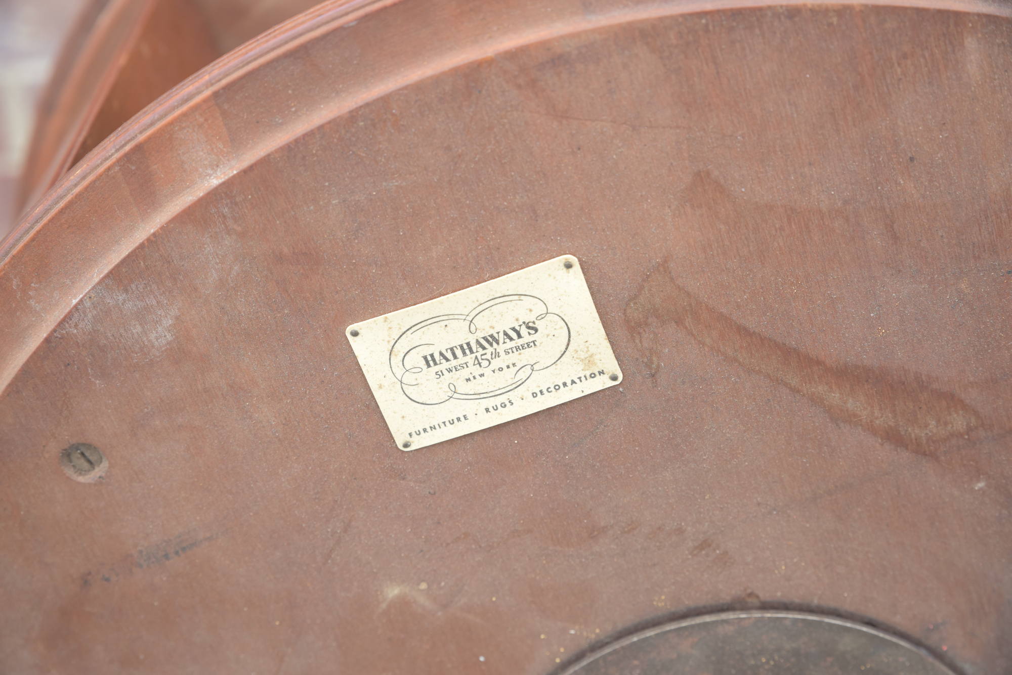 Vintage Duncan Phyfe Style Mahogany Drum Table by Hathaway's