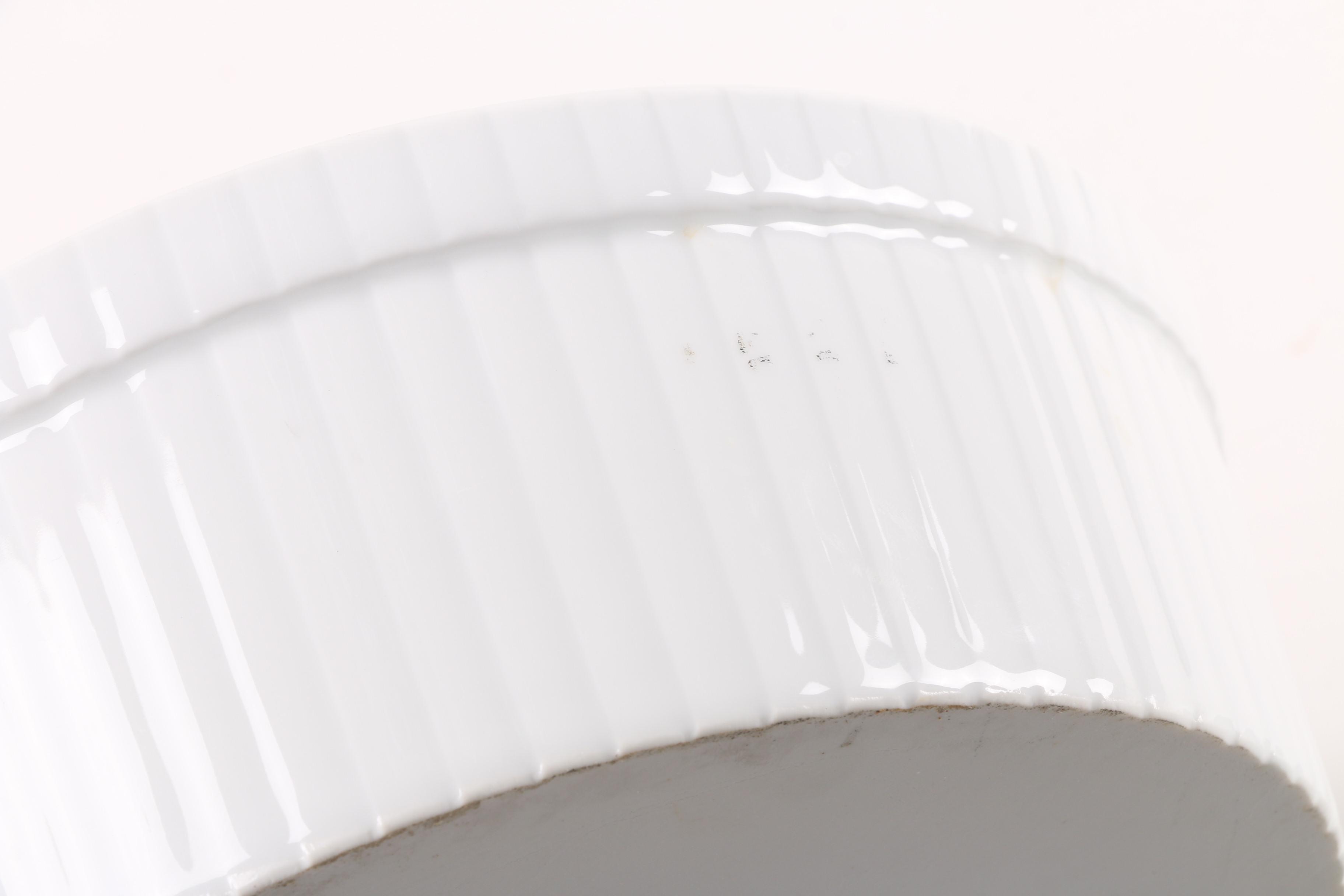 White Ribbed Porcelain Casserole Dishes and Ramekins