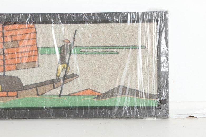 Colored Pebble Collage of East Asian Style Boat