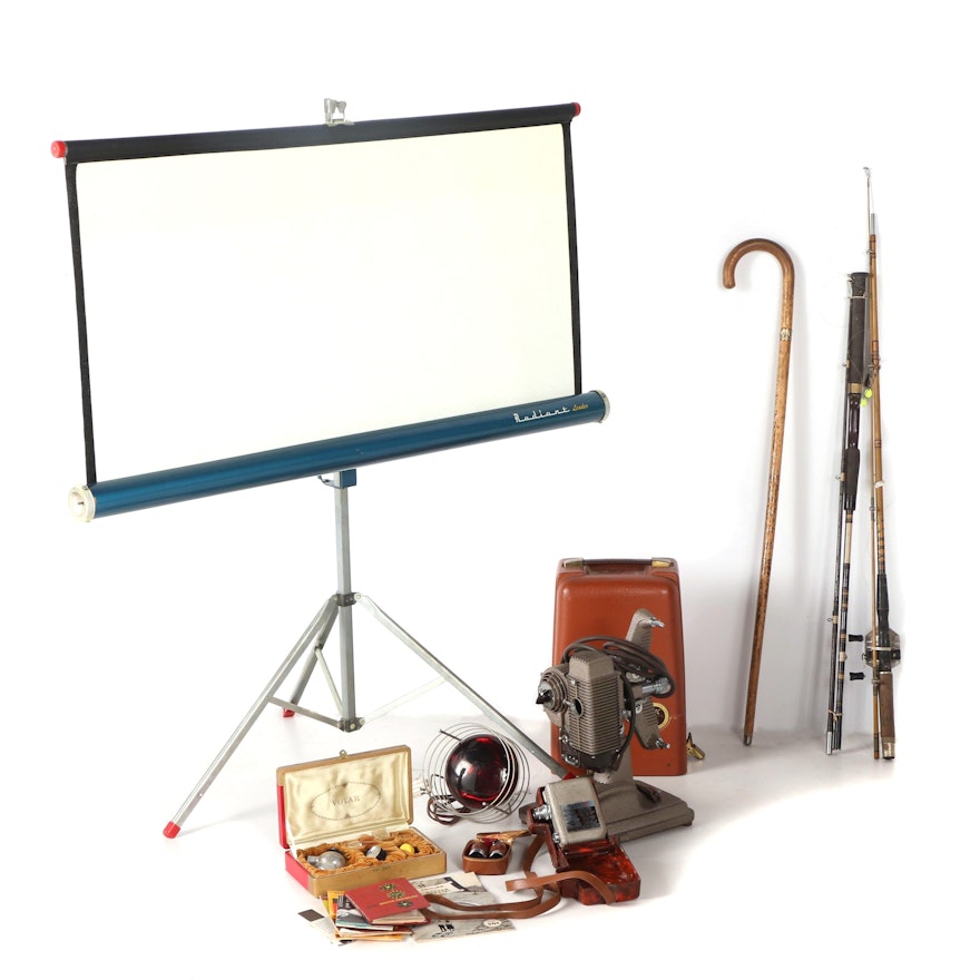 Vintage Revere 8mm Camera and Projector with Radiant Projector Screen and More