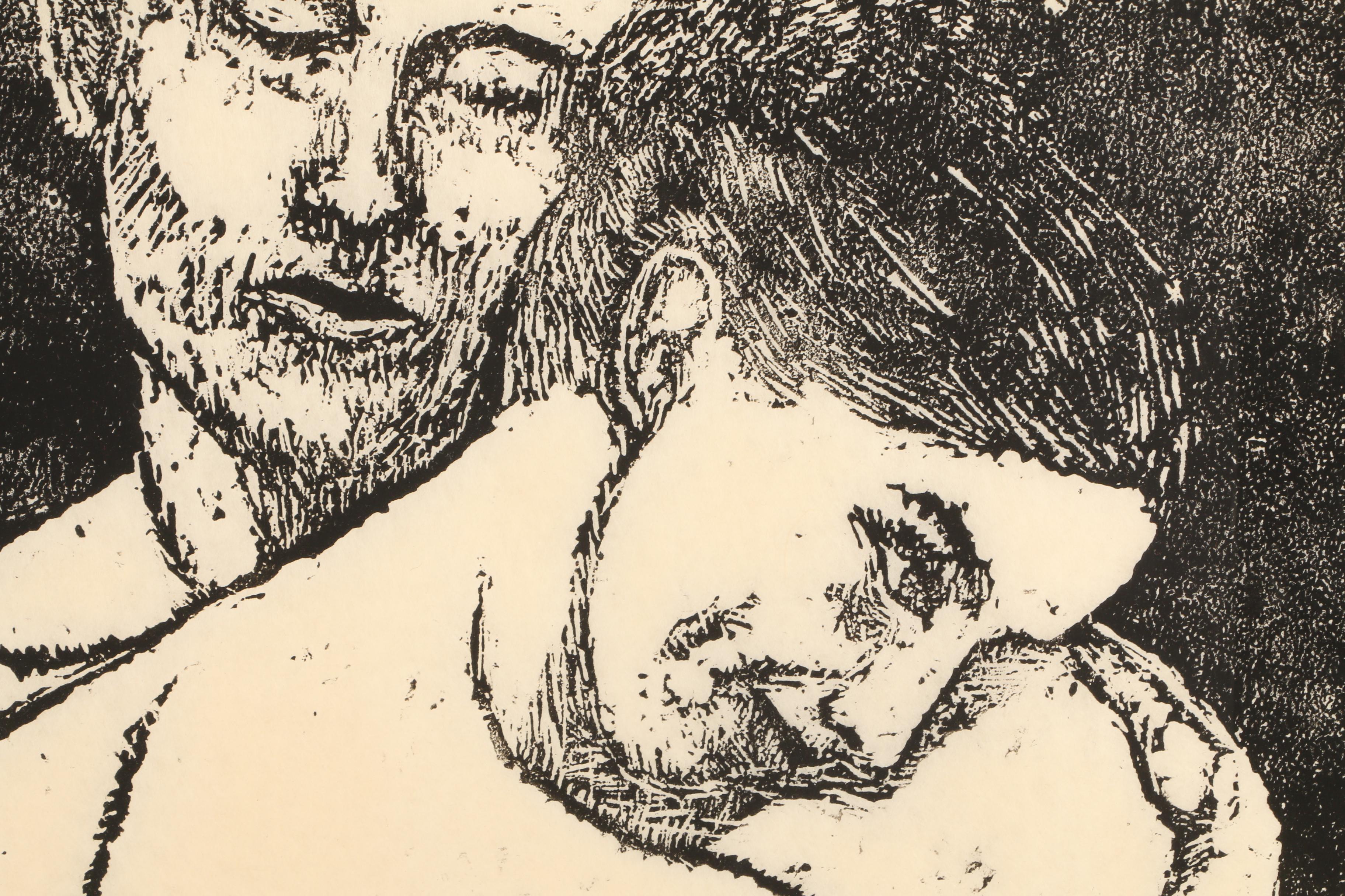 William Holian O'Neill Artist Proof Woodcut Print "Lovers"