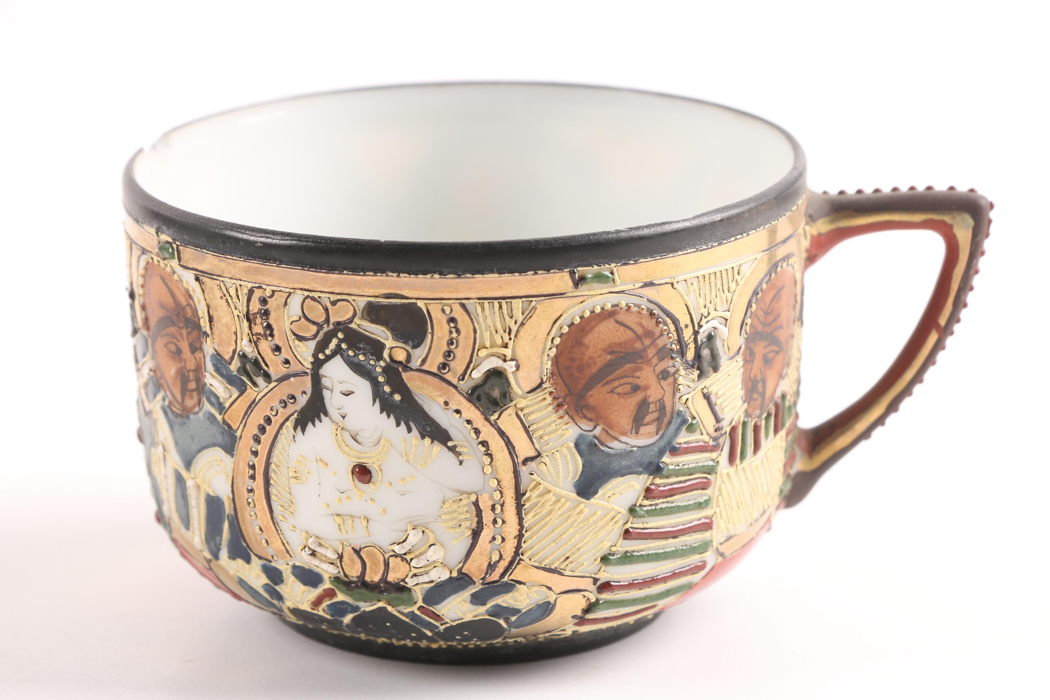 Japanese Satsuma Porcelain Tea Service, Mid Showa Period, Circa 1955