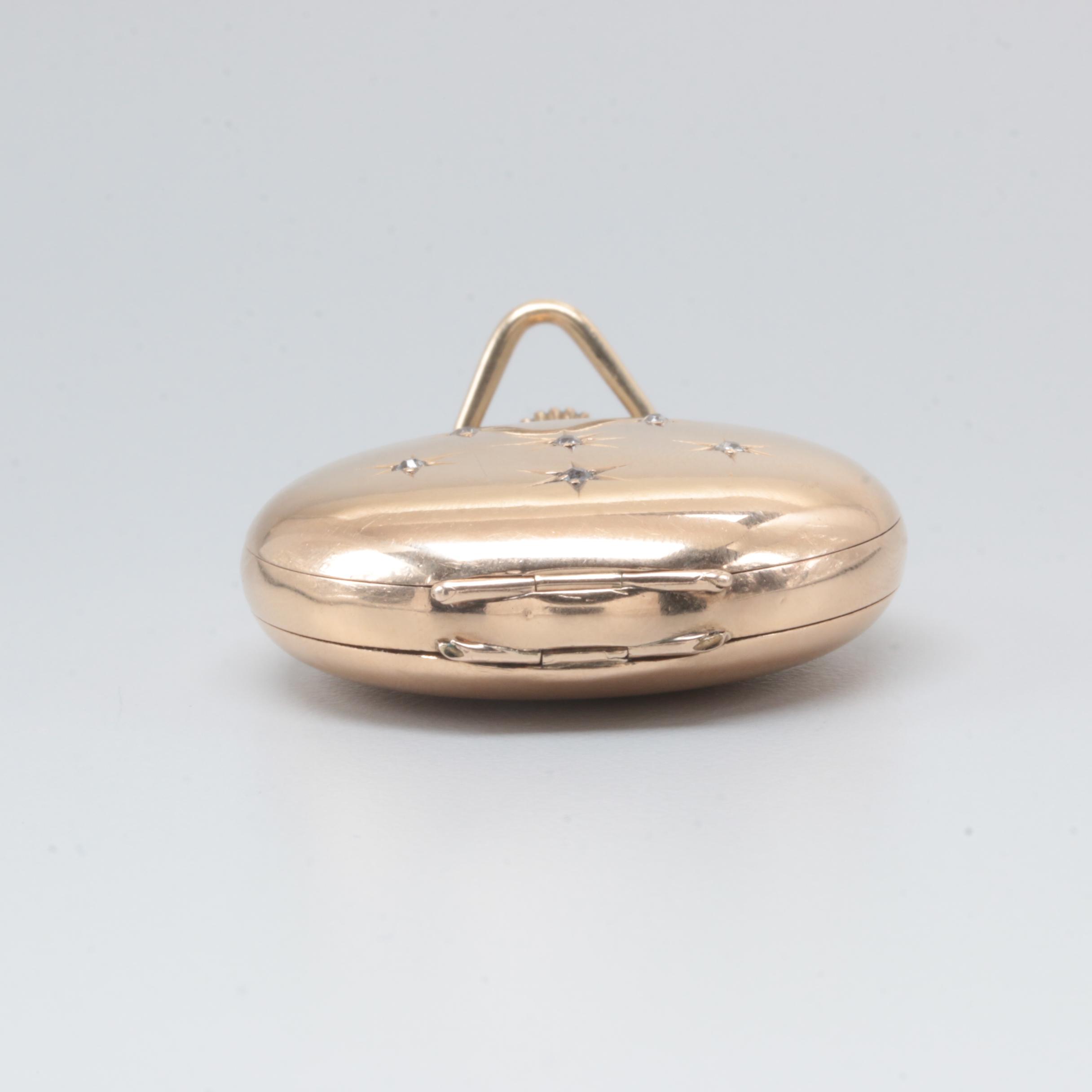 Waltham 14K Yellow Gold Diamond Pocket Watch