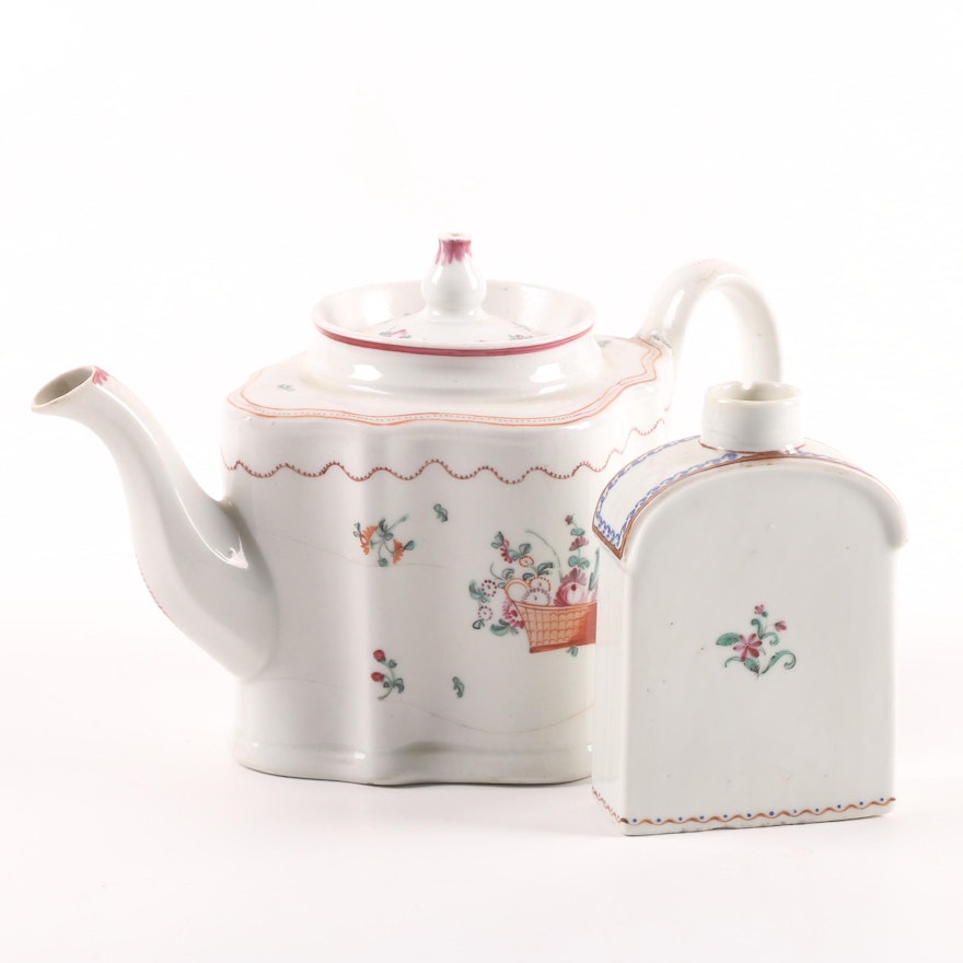 18th Century Chinese Export Porcelain and New Hall Teapot circa 1790-1810