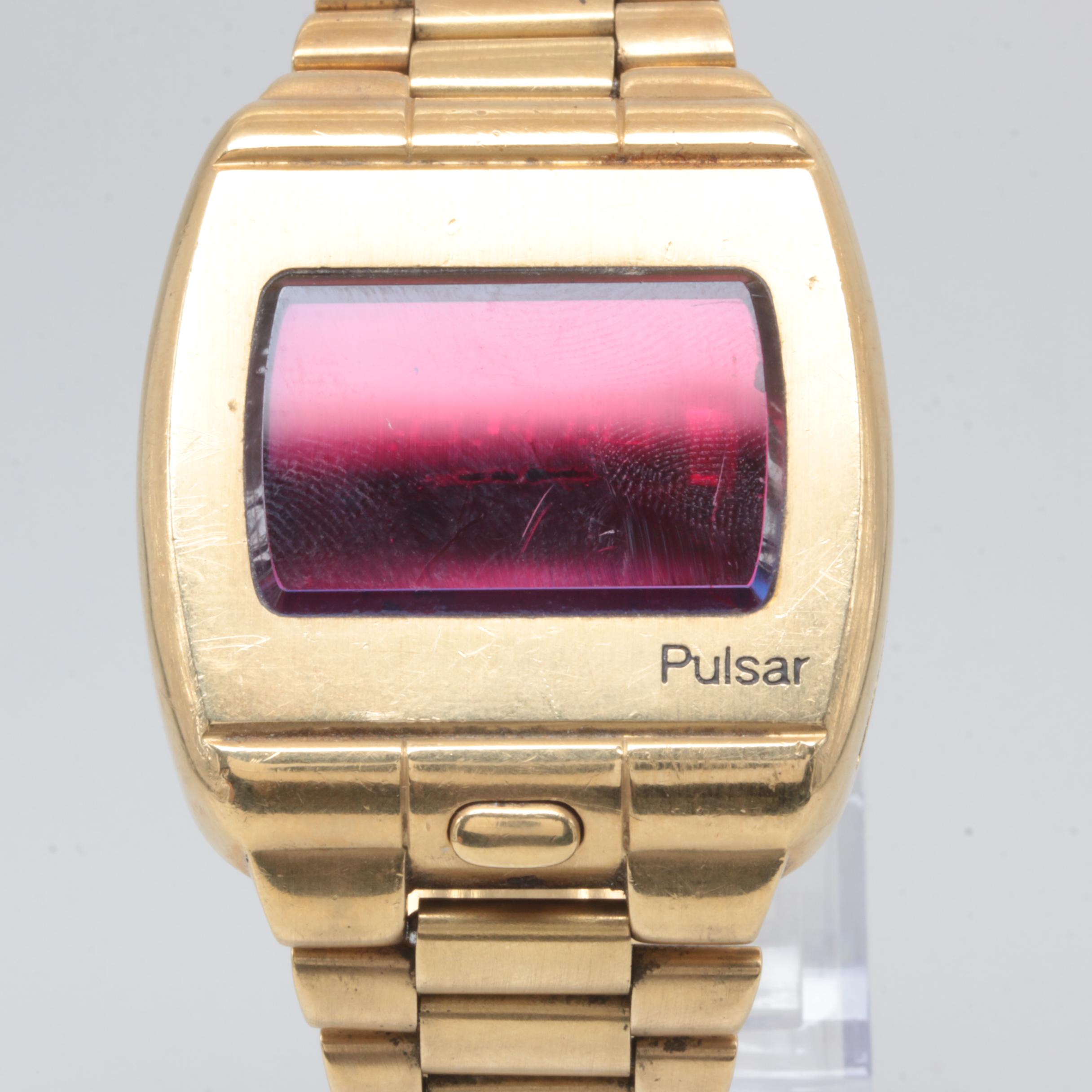 Circa 1970s 18K Yellow Gold Pulsar "Time Computer P1" Digital Watch