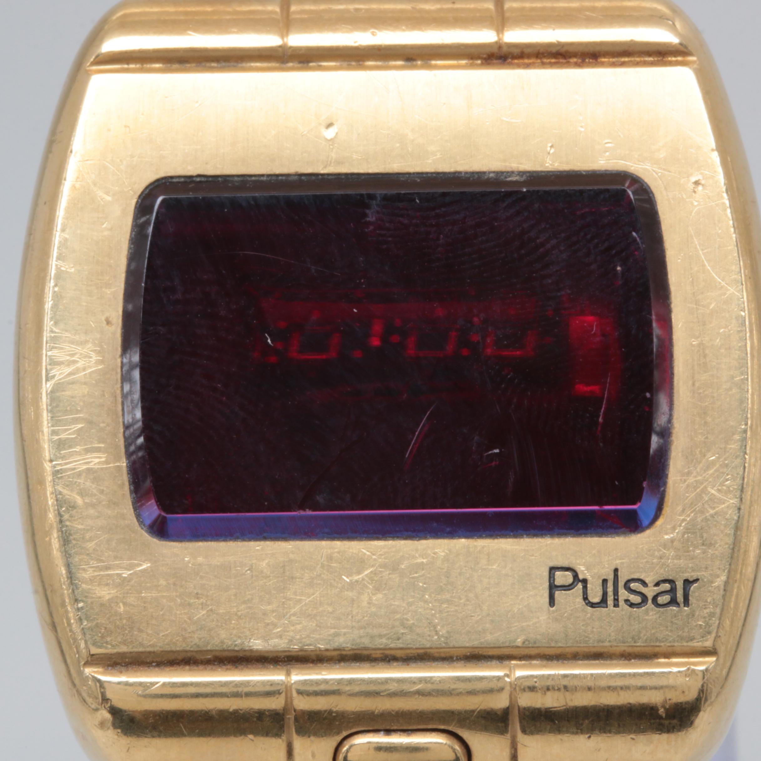 Circa 1970s 18K Yellow Gold Pulsar "Time Computer P1" Digital Watch