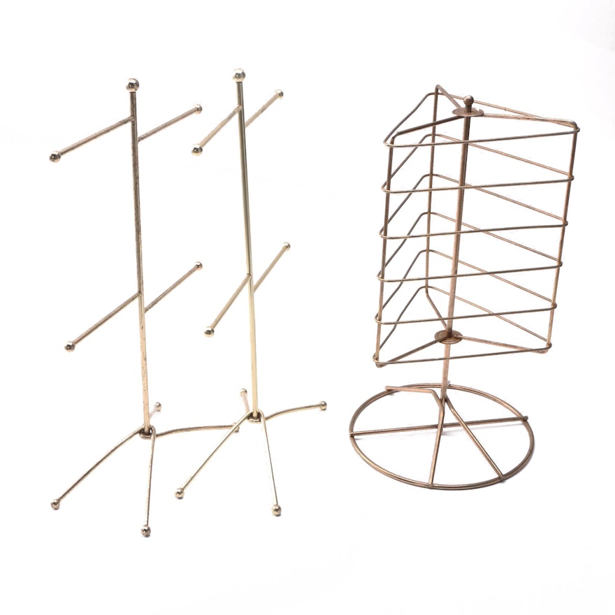 Vintage Brass Tone Metal Display Racks