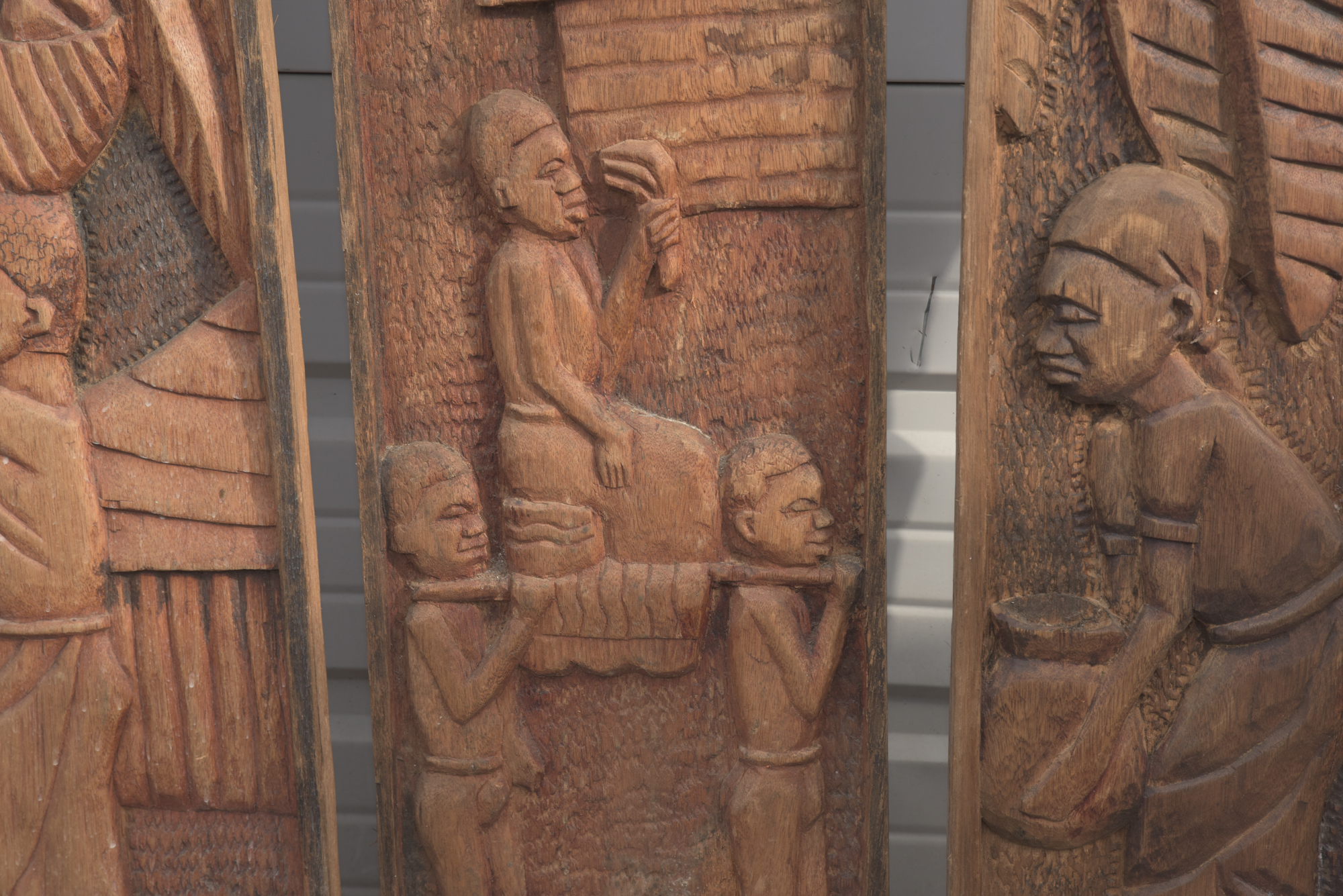 E. Chola Carved Congolese Wood Panels "Katanga", "Kasai" and "Lomami"