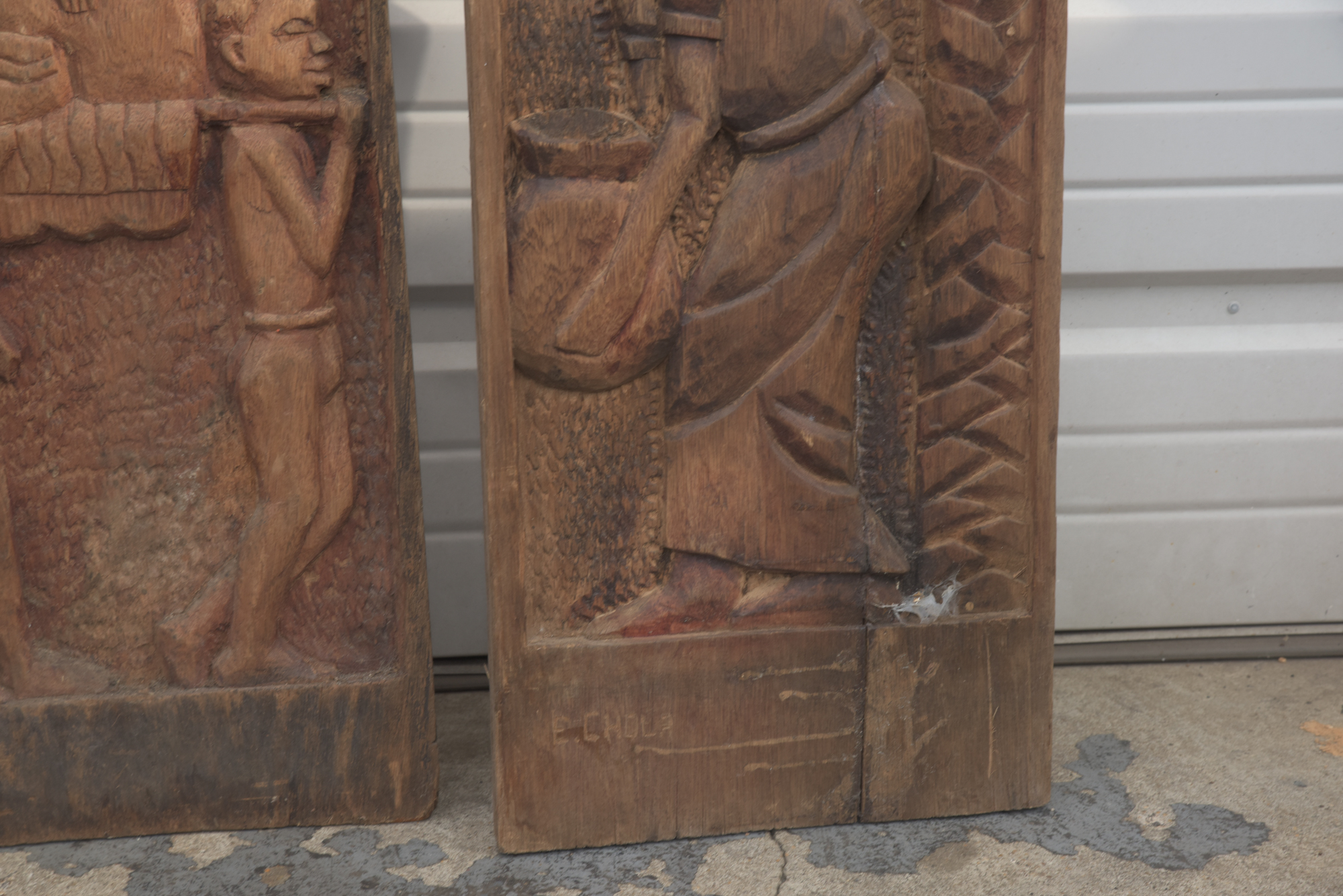 E. Chola Carved Congolese Wood Panels "Katanga", "Kasai" and "Lomami"