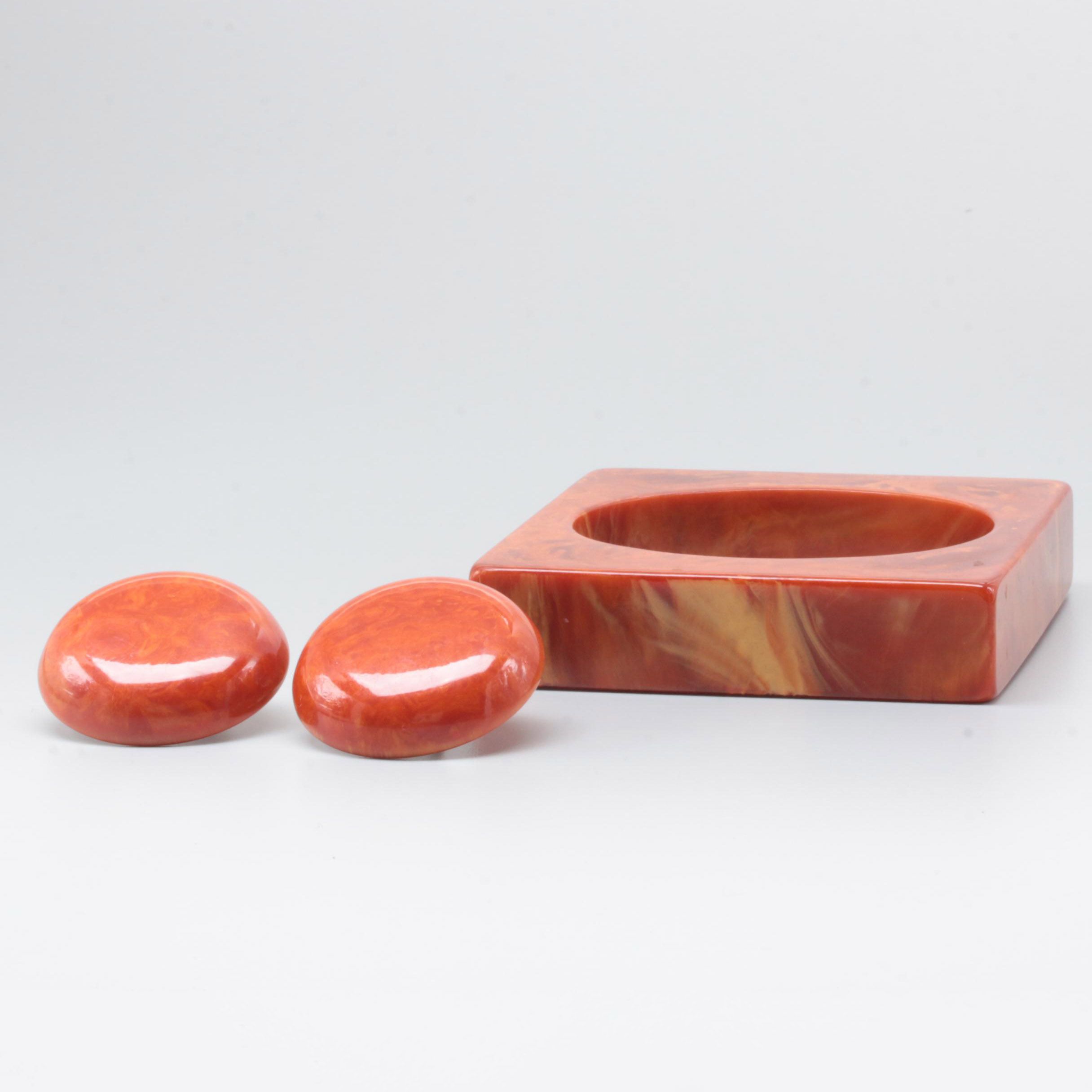 Bakelite Earrings and Bracelet