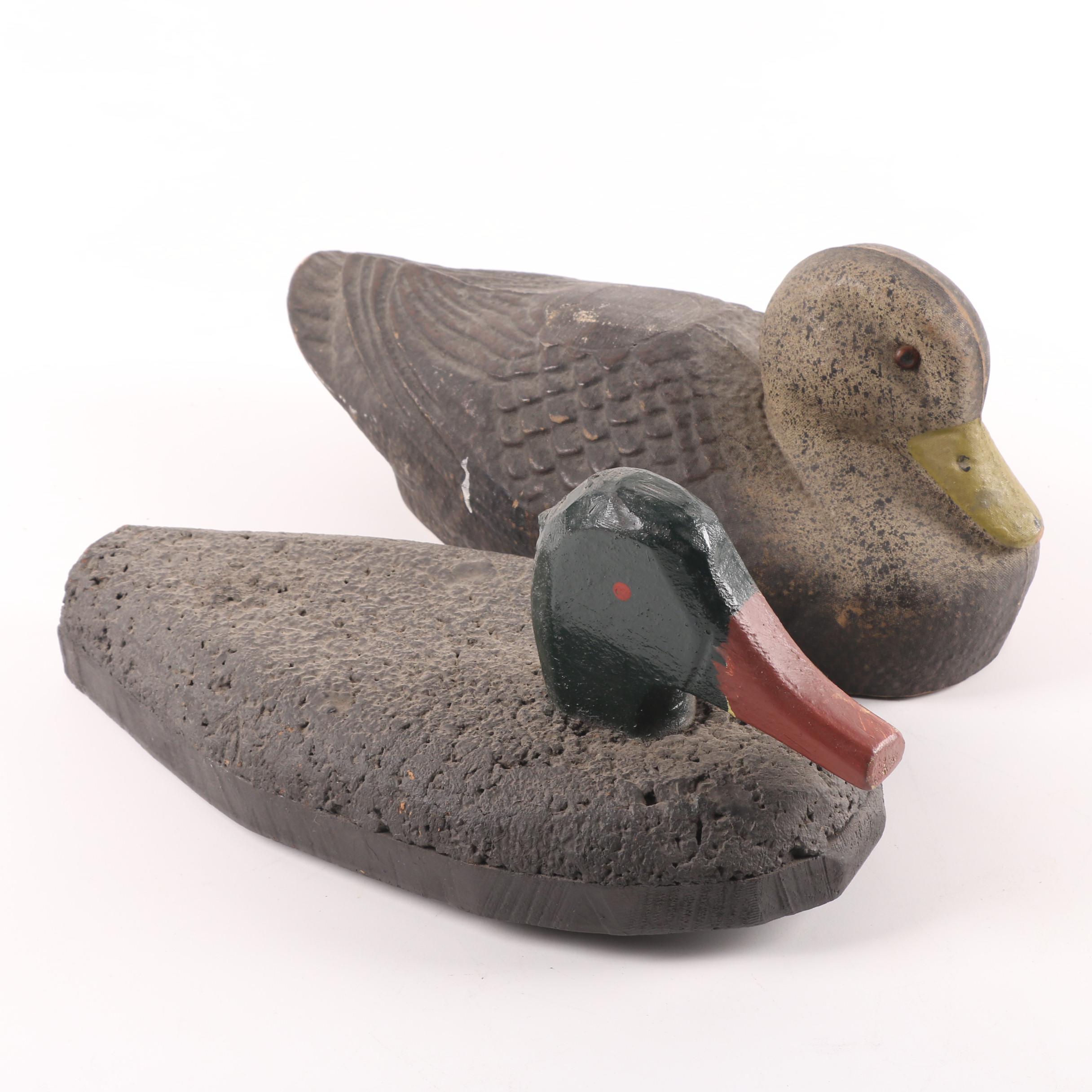 Compressed Paper Duck Decoy and a Cork Duck Decoy