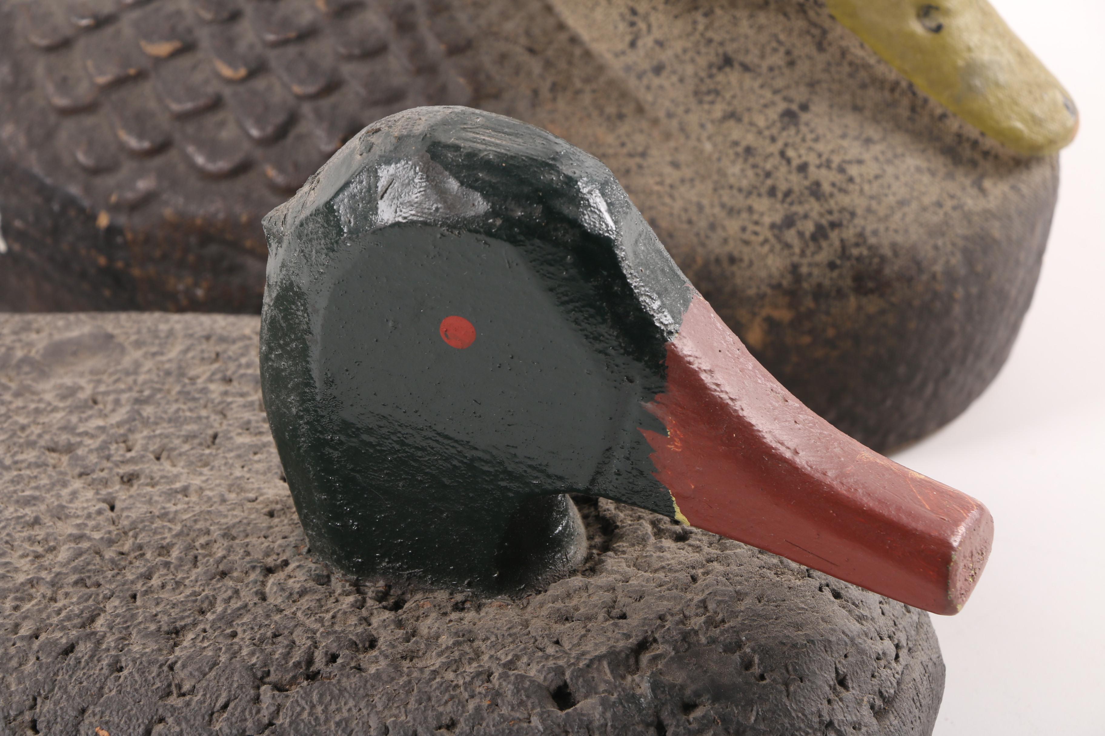 Compressed Paper Duck Decoy and a Cork Duck Decoy