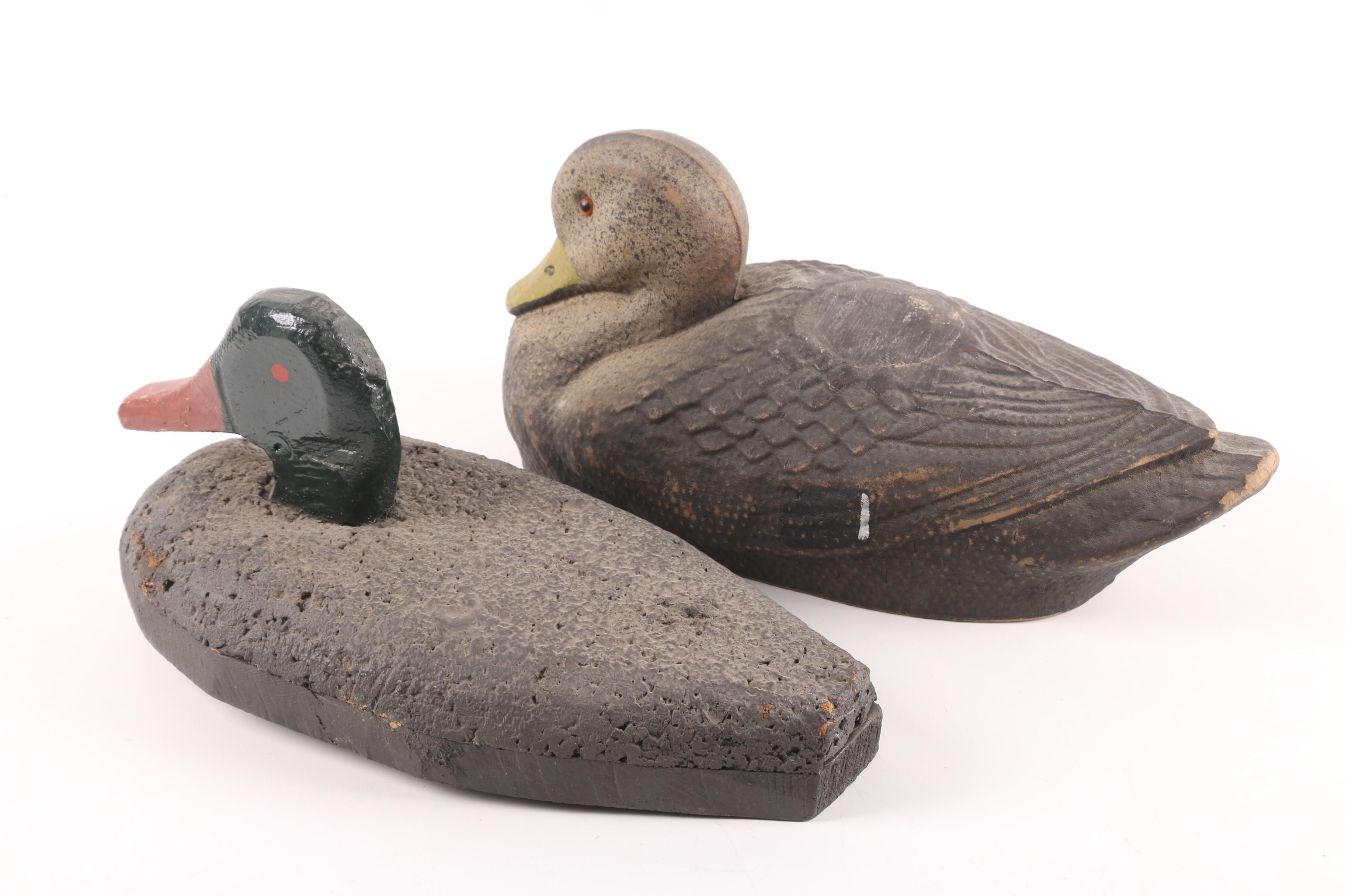 Compressed Paper Duck Decoy and a Cork Duck Decoy