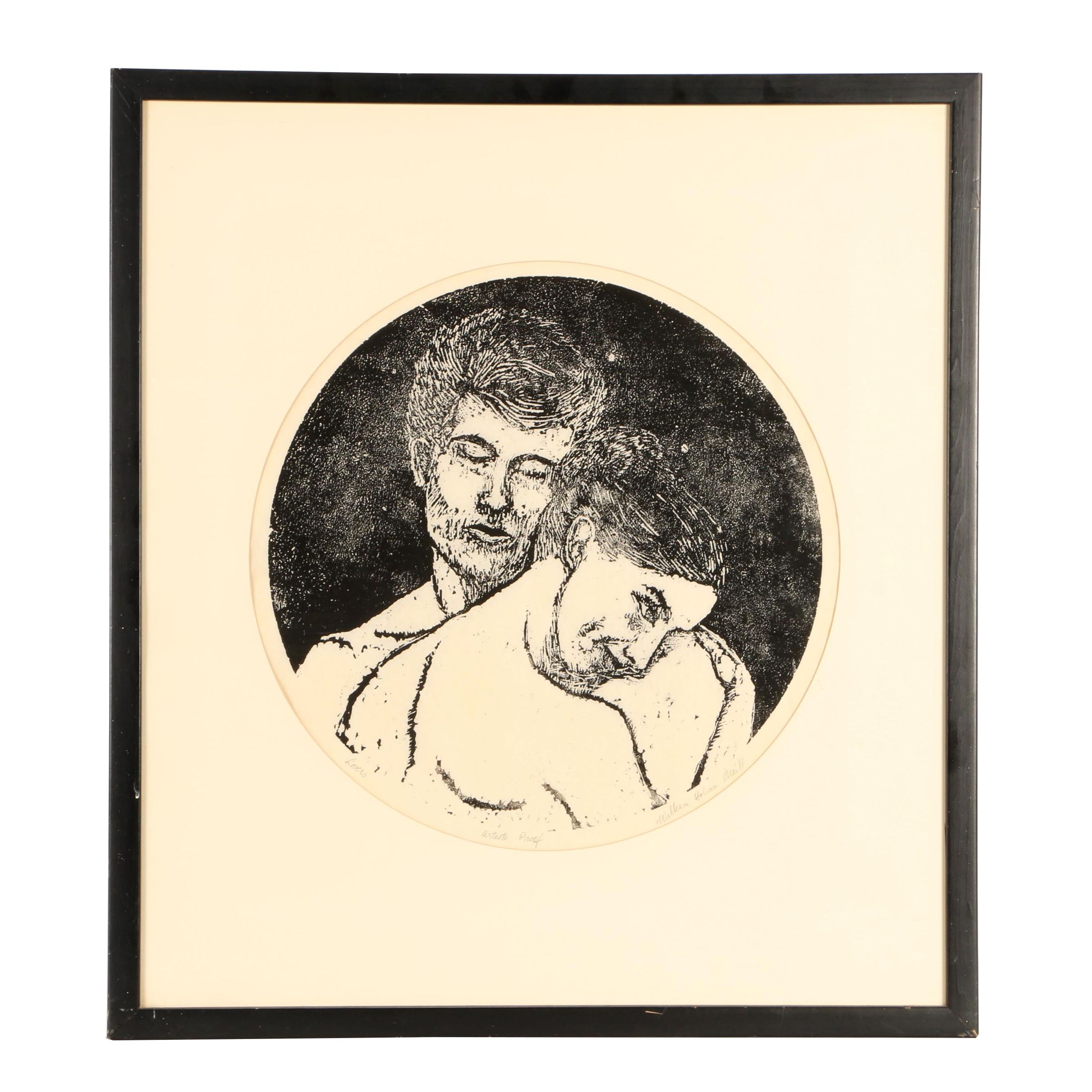 William Holian O'Neill Artist Proof Woodcut Print "Lovers"