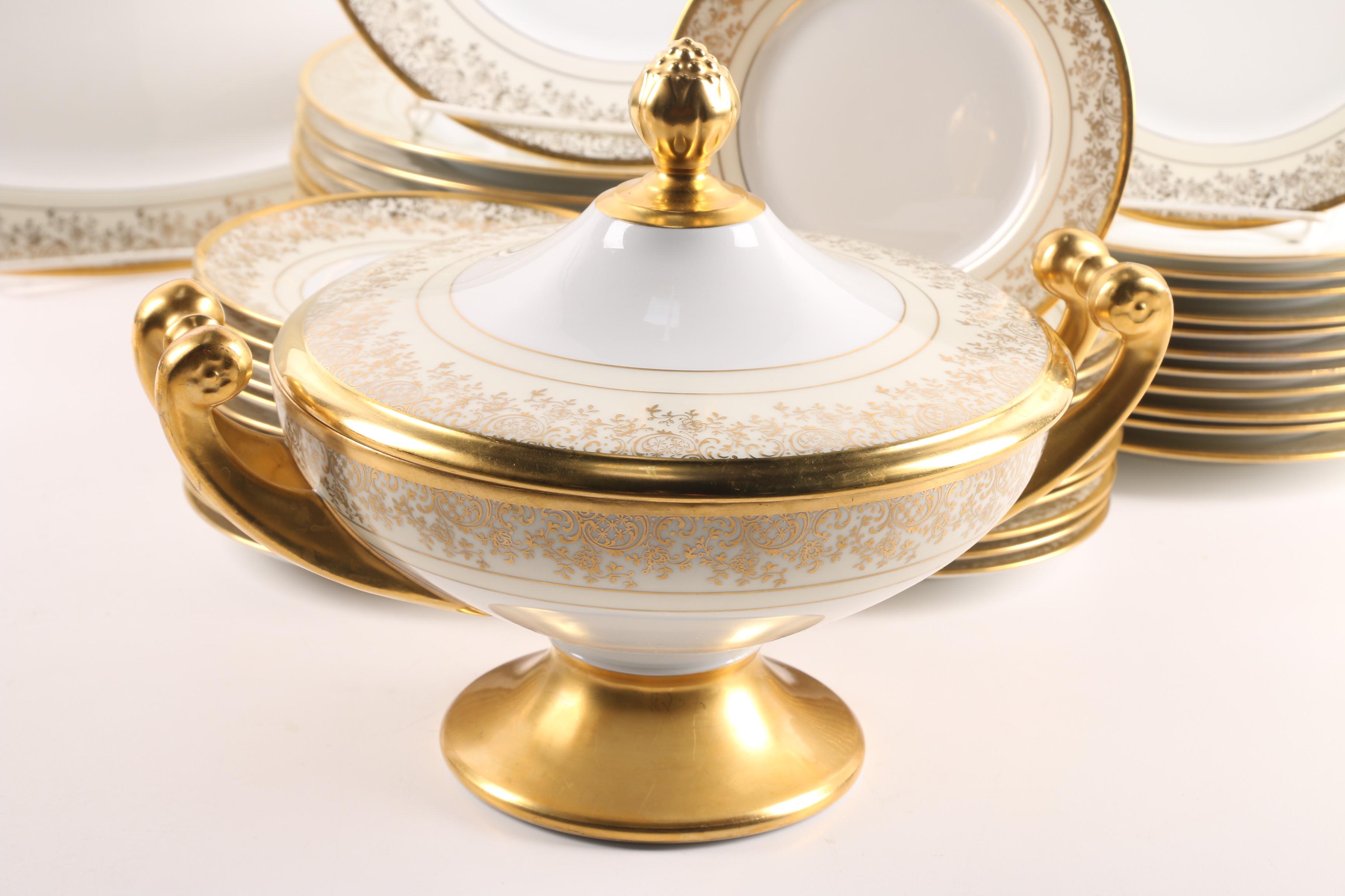 Hutschenreuther Porcelain Dinnerware Osborne Studio Decorated c. 1939-65