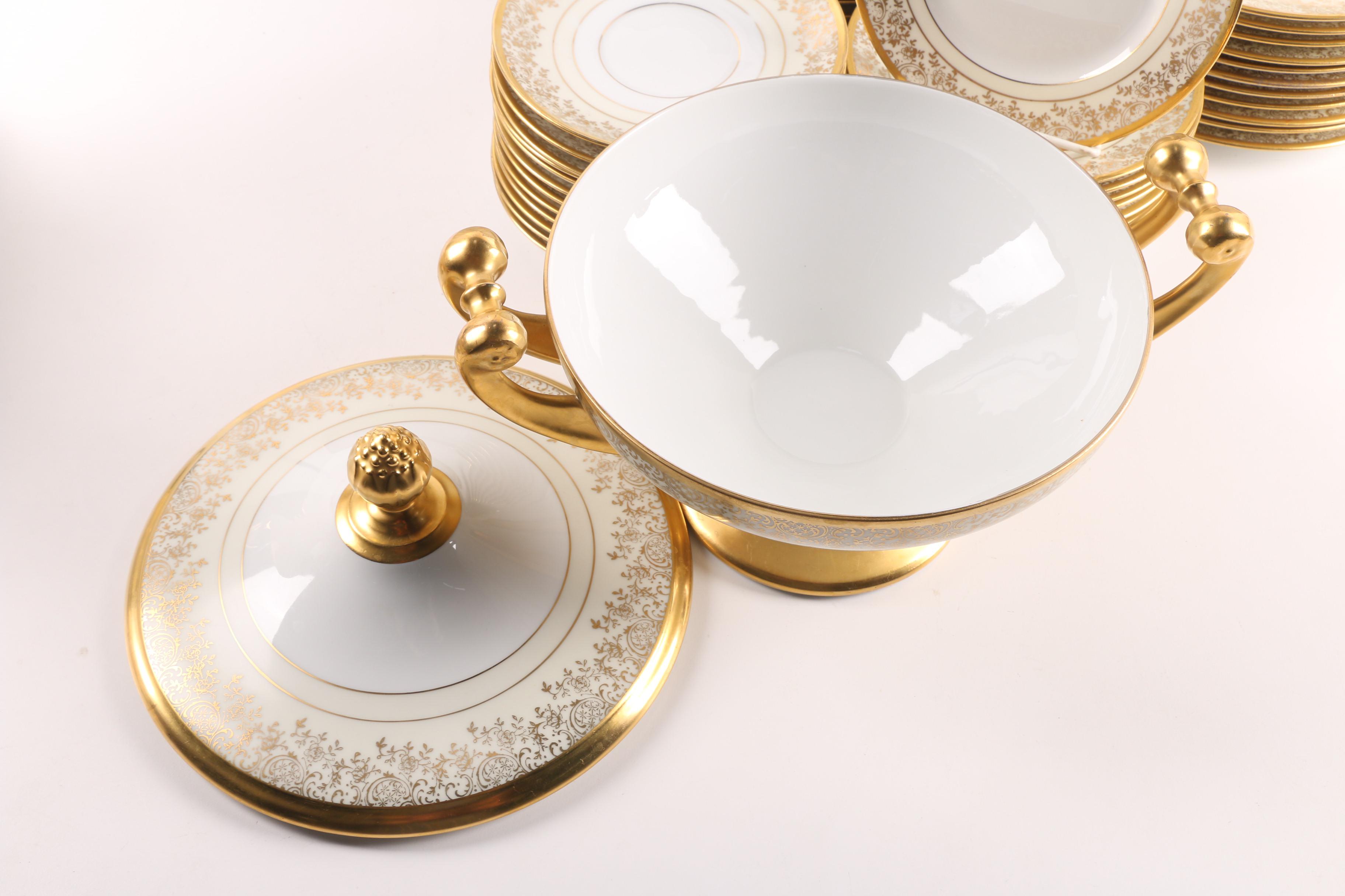 Hutschenreuther Porcelain Dinnerware Osborne Studio Decorated c. 1939-65