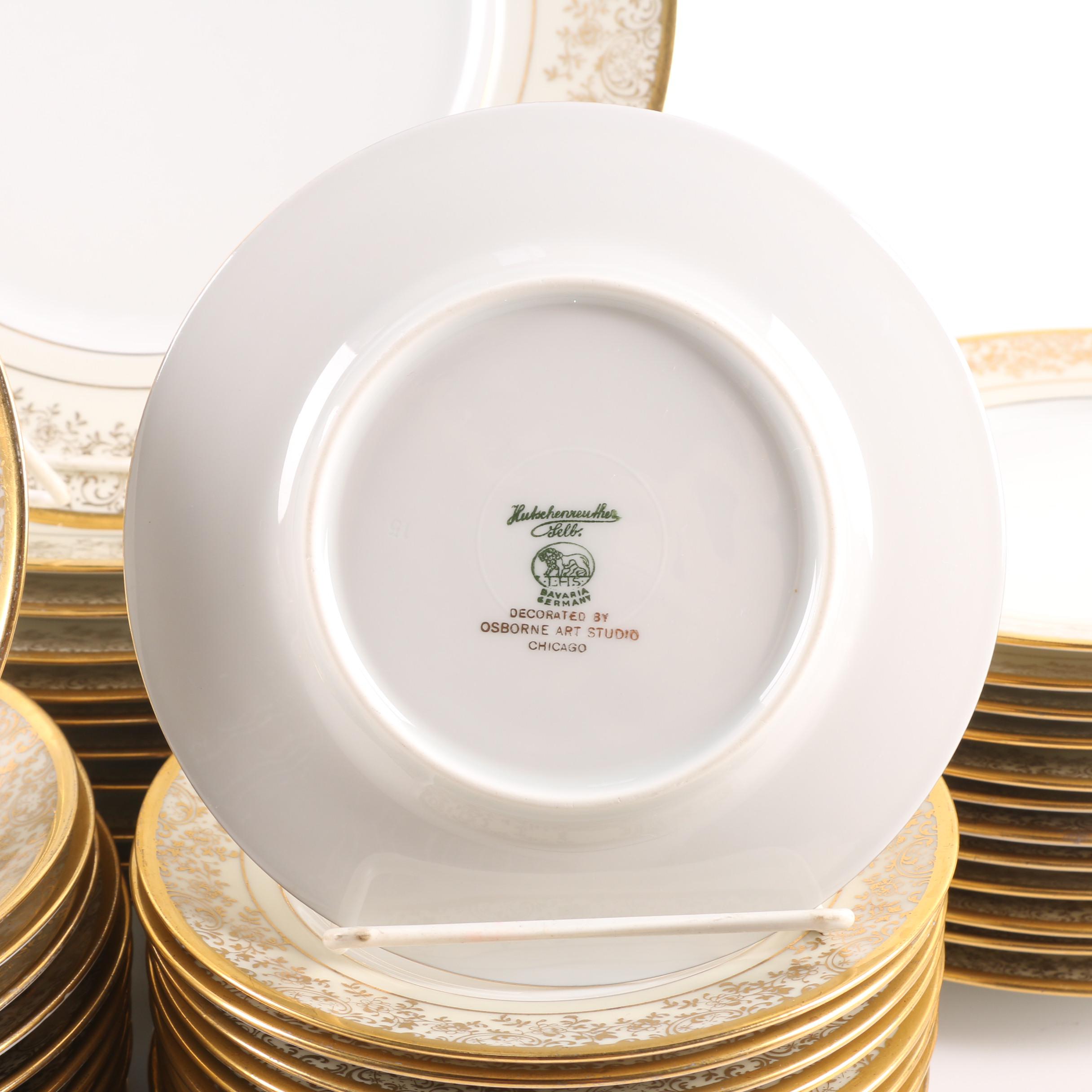 Hutschenreuther Porcelain Dinnerware Osborne Studio Decorated c. 1939-65