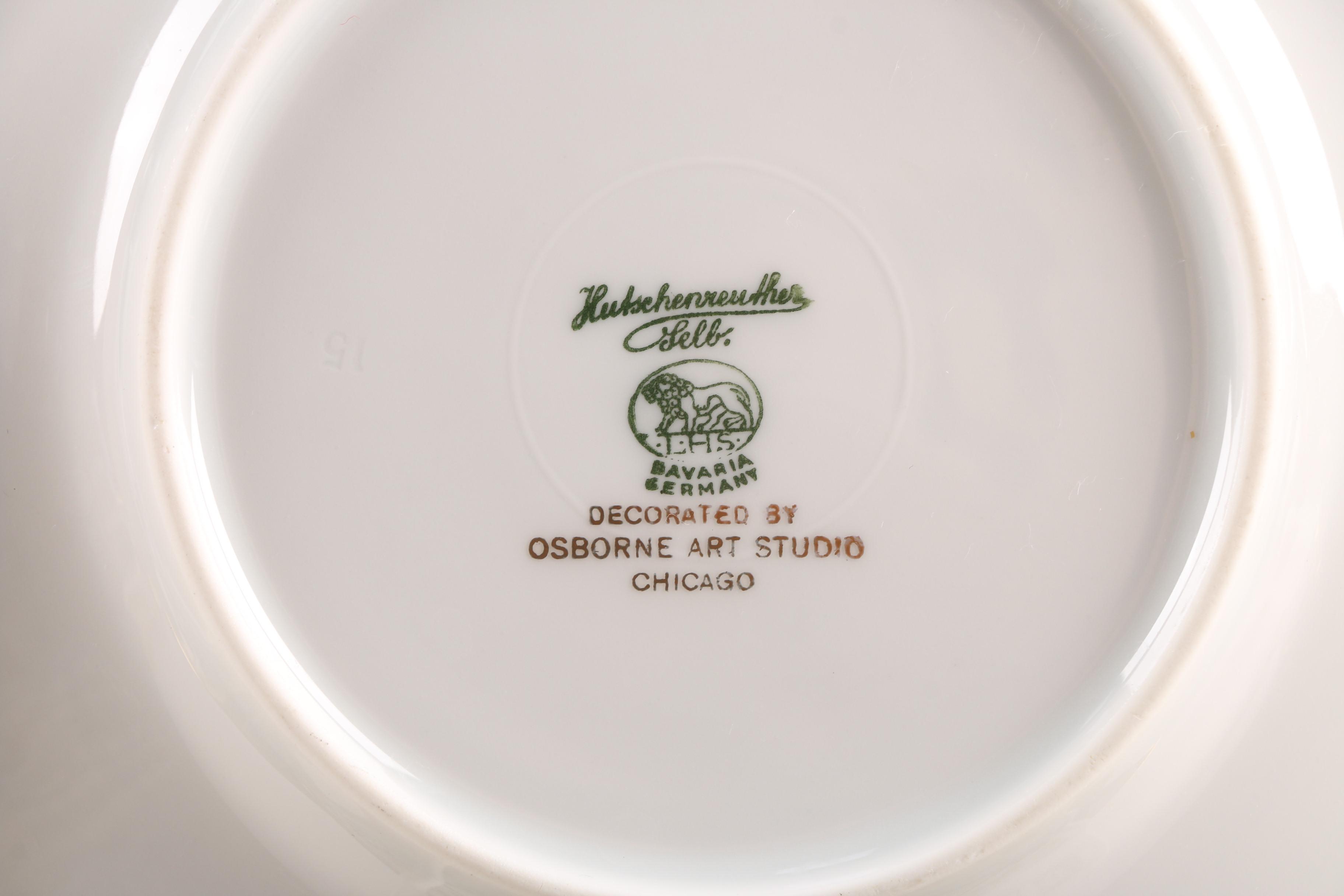 Hutschenreuther Porcelain Dinnerware Osborne Studio Decorated c. 1939-65