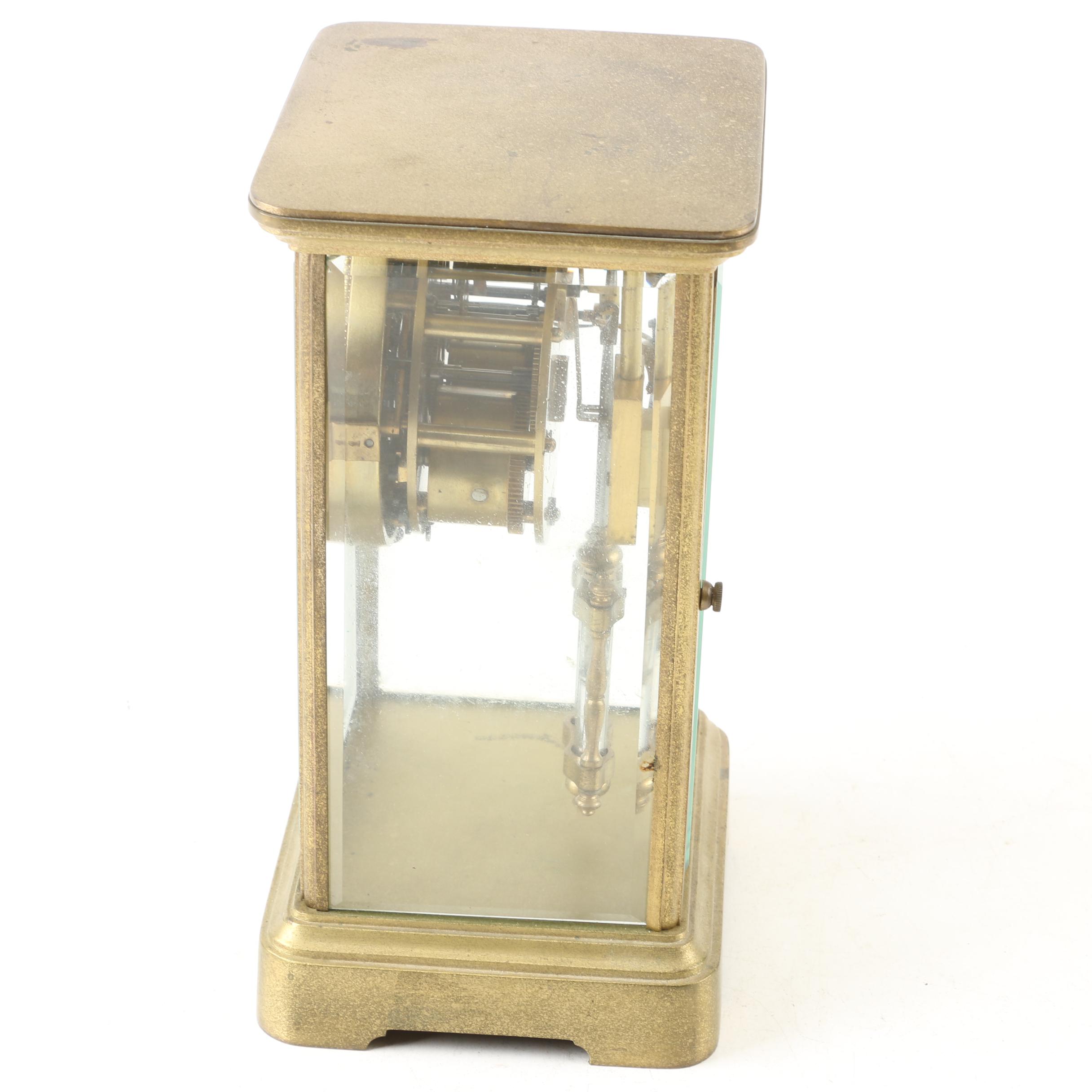 Japy Freres Brass and Beveled Glass Bracket Clock