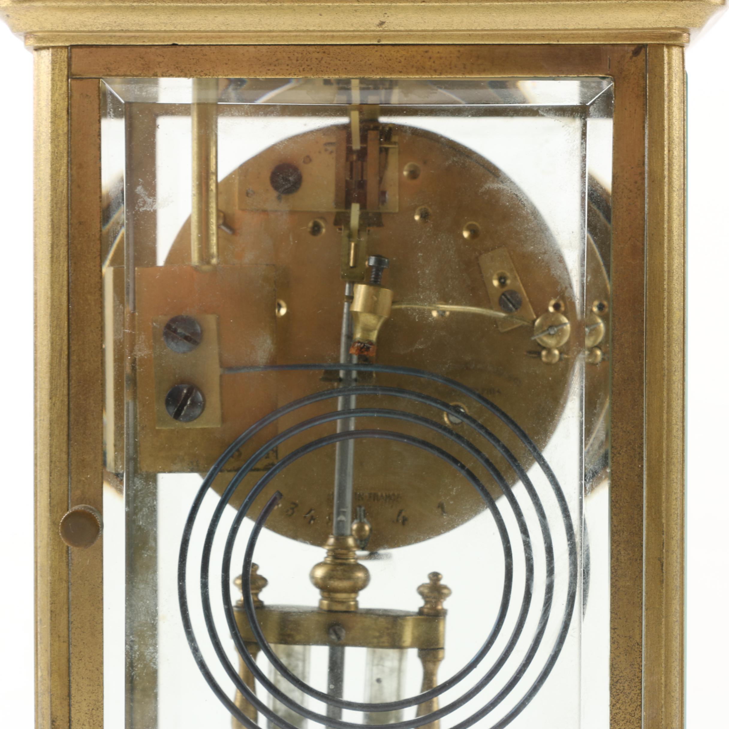 Japy Freres Brass and Beveled Glass Bracket Clock