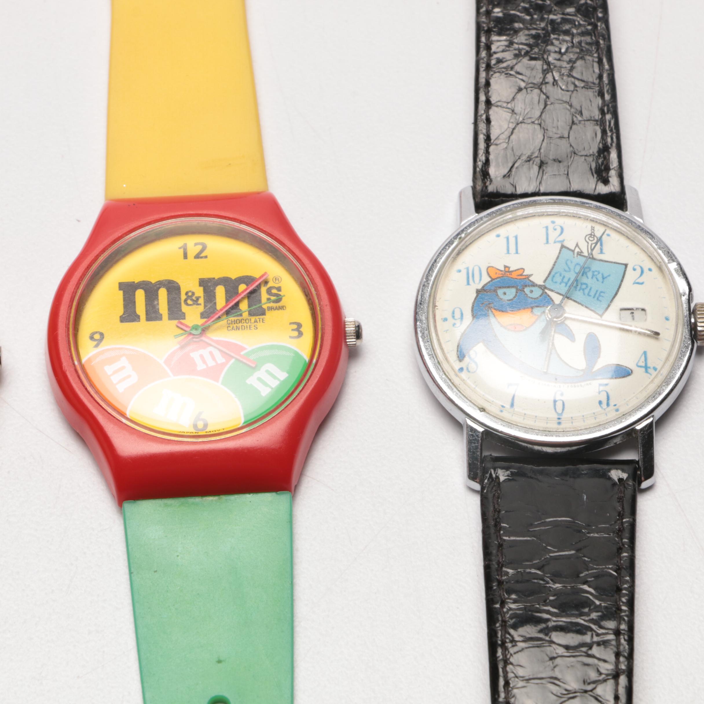 M&M Candy and Charlie Tuna Character Watches