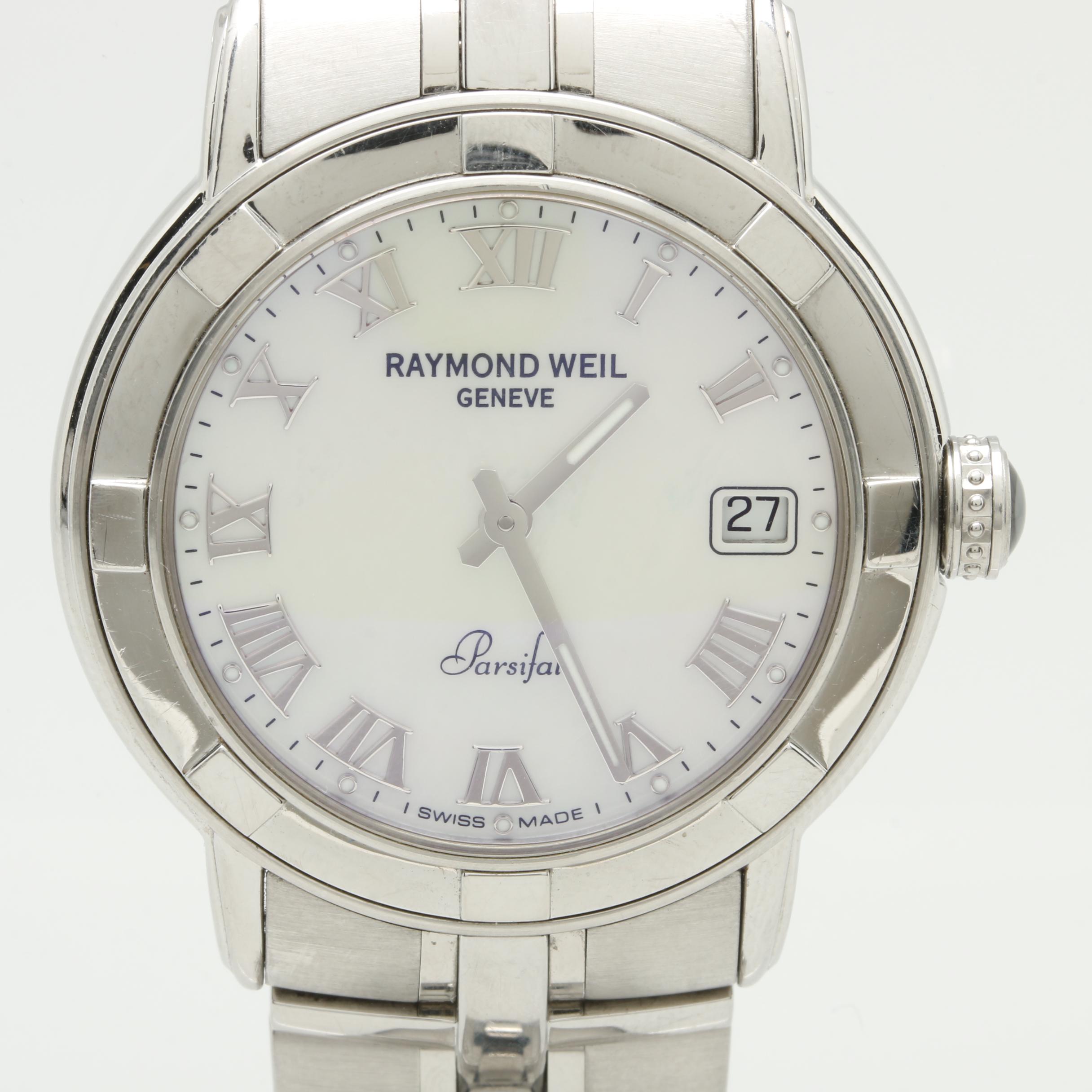 Raymond Weil Stainless Steel Mother of Pearl and Synthetic Sapphire Watch