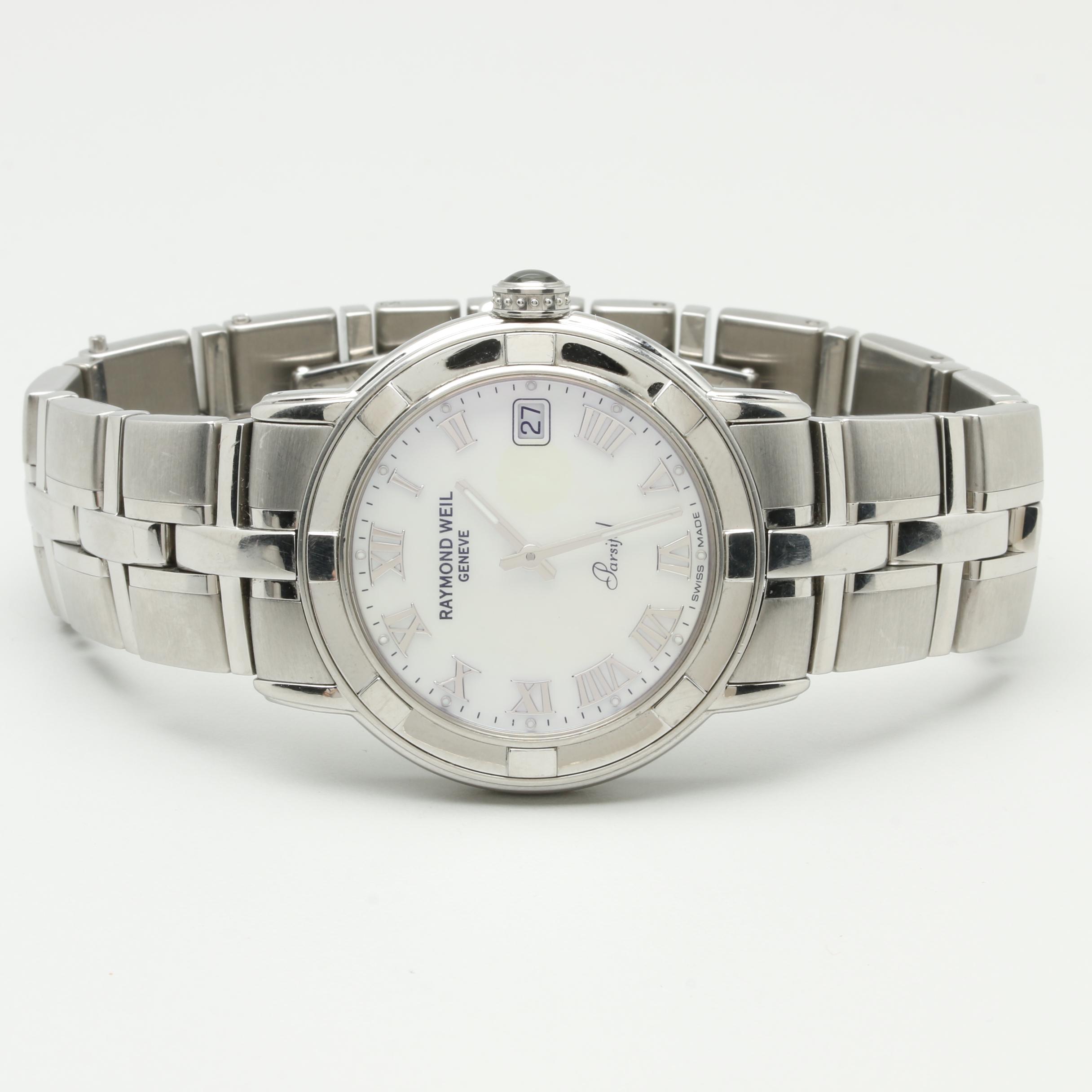 Raymond Weil Stainless Steel Mother of Pearl and Synthetic Sapphire Watch