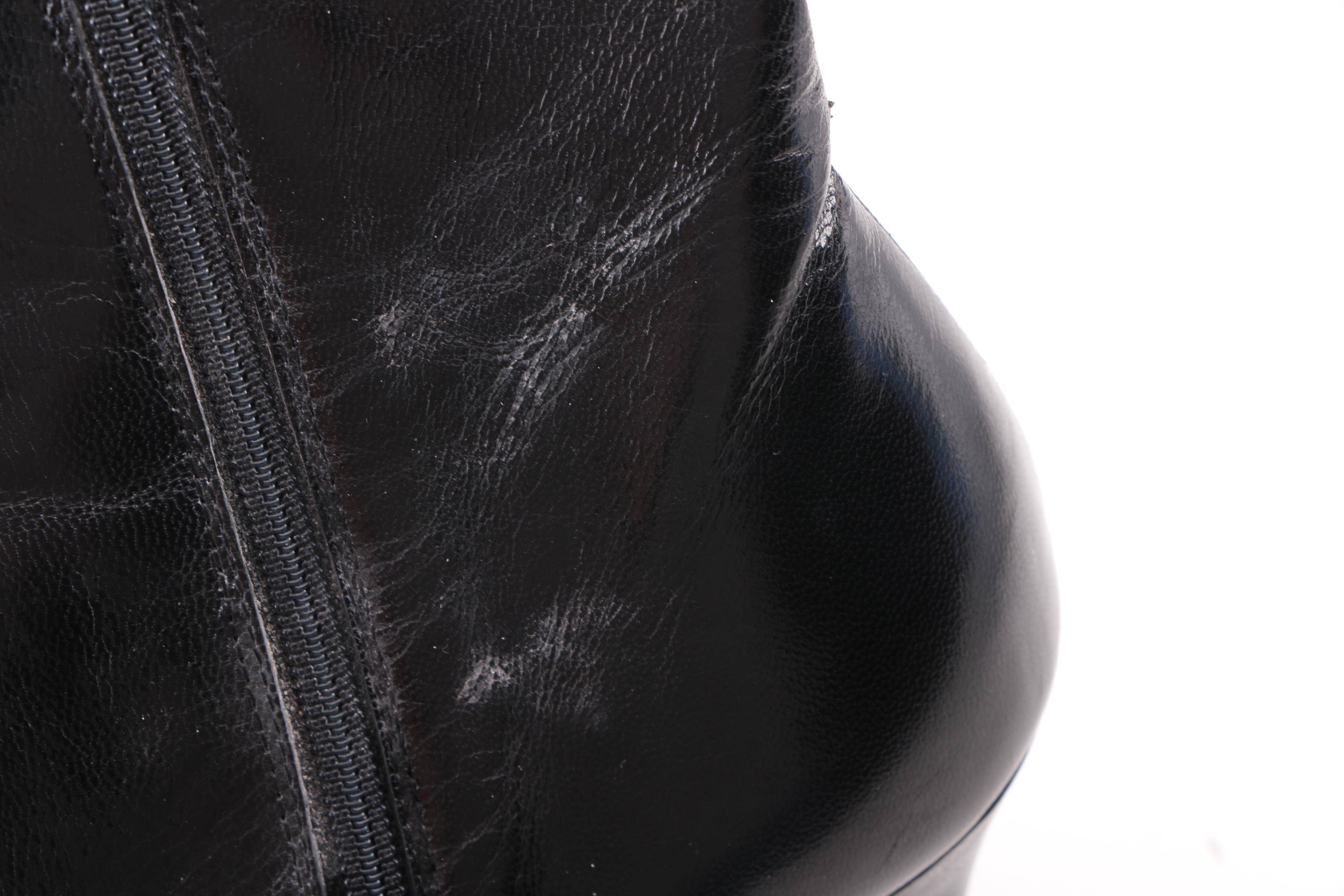 Women's Prada Black Leather Lace-Up Boots