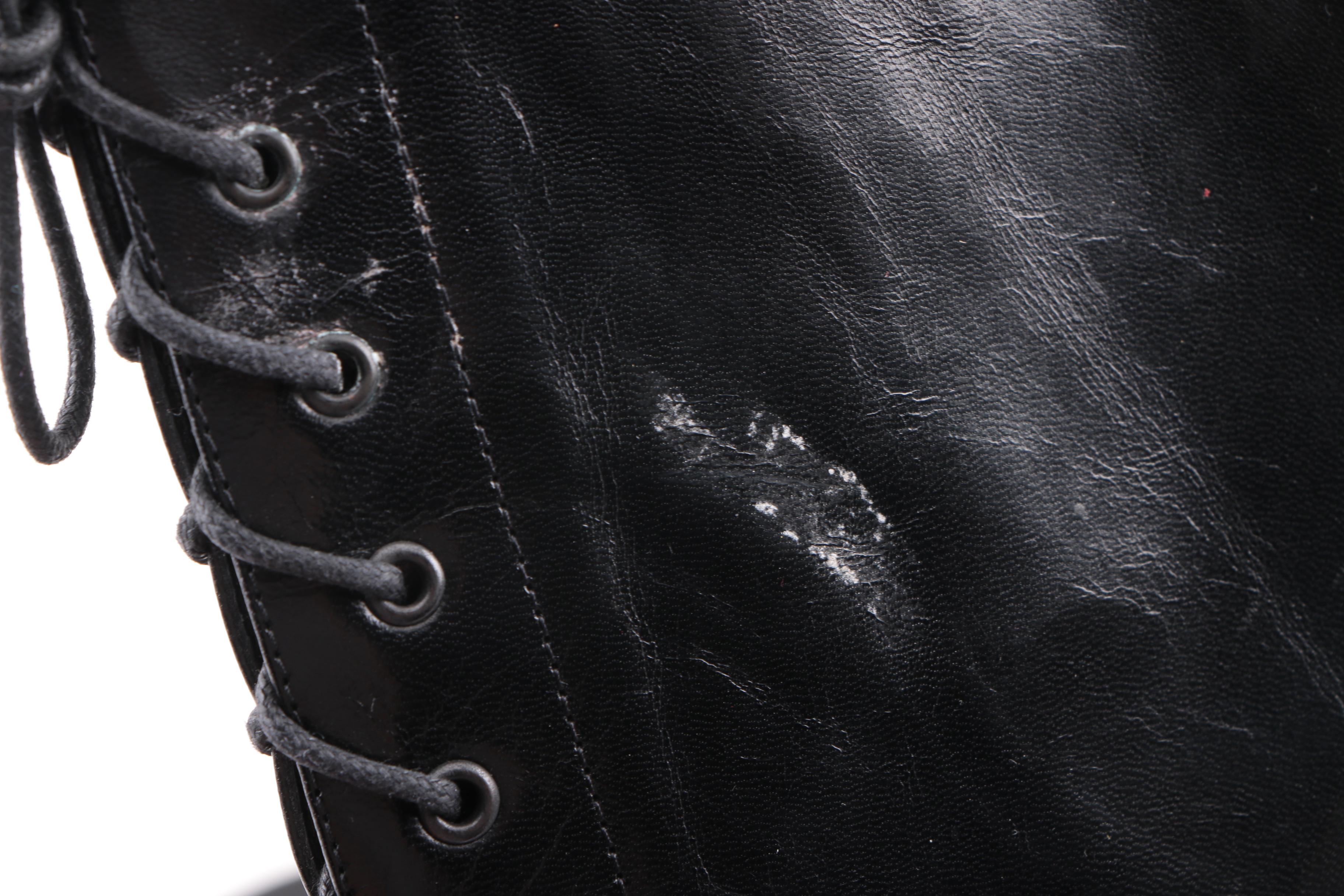 Women's Prada Black Leather Lace-Up Boots