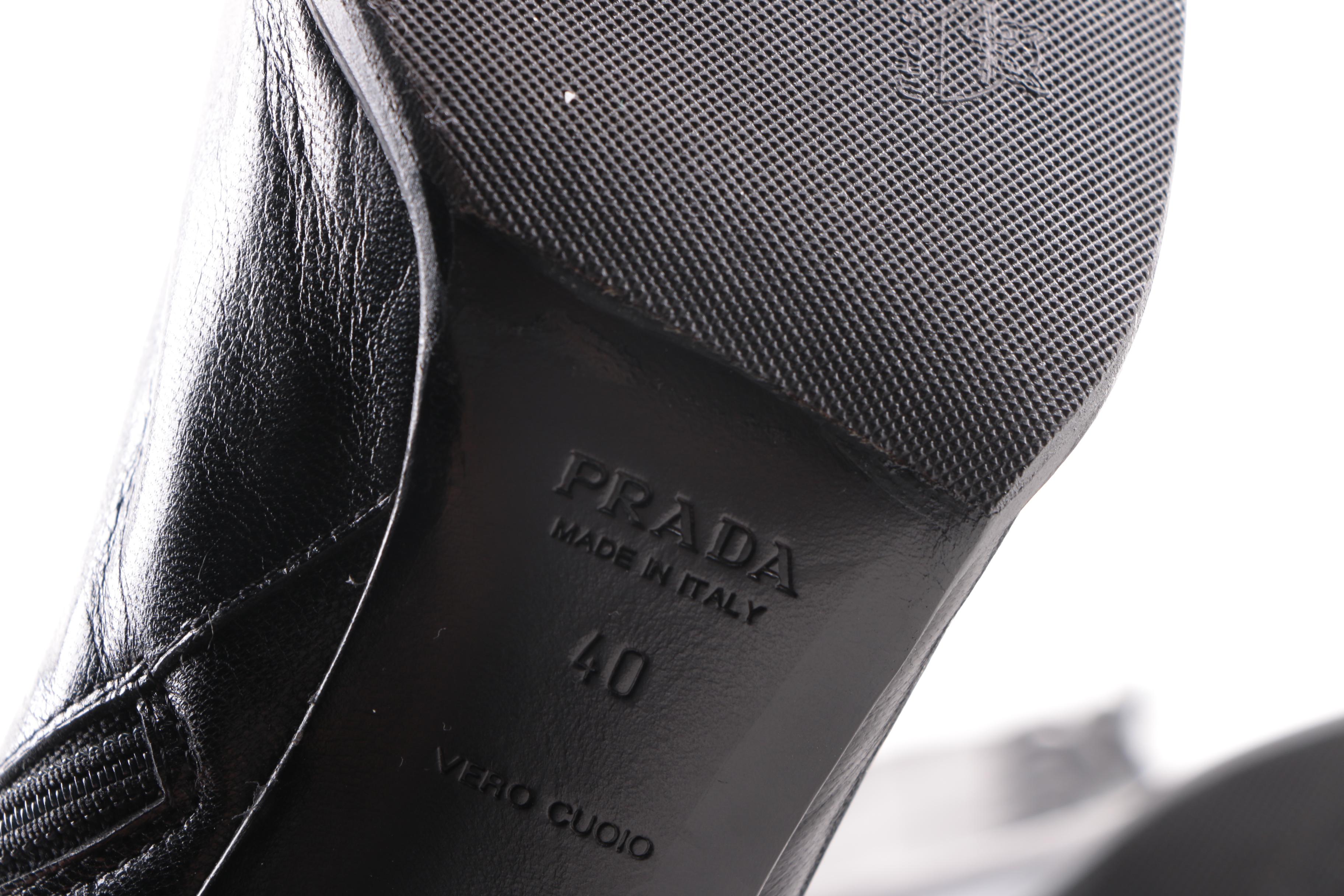 Women's Prada Black Leather Lace-Up Boots