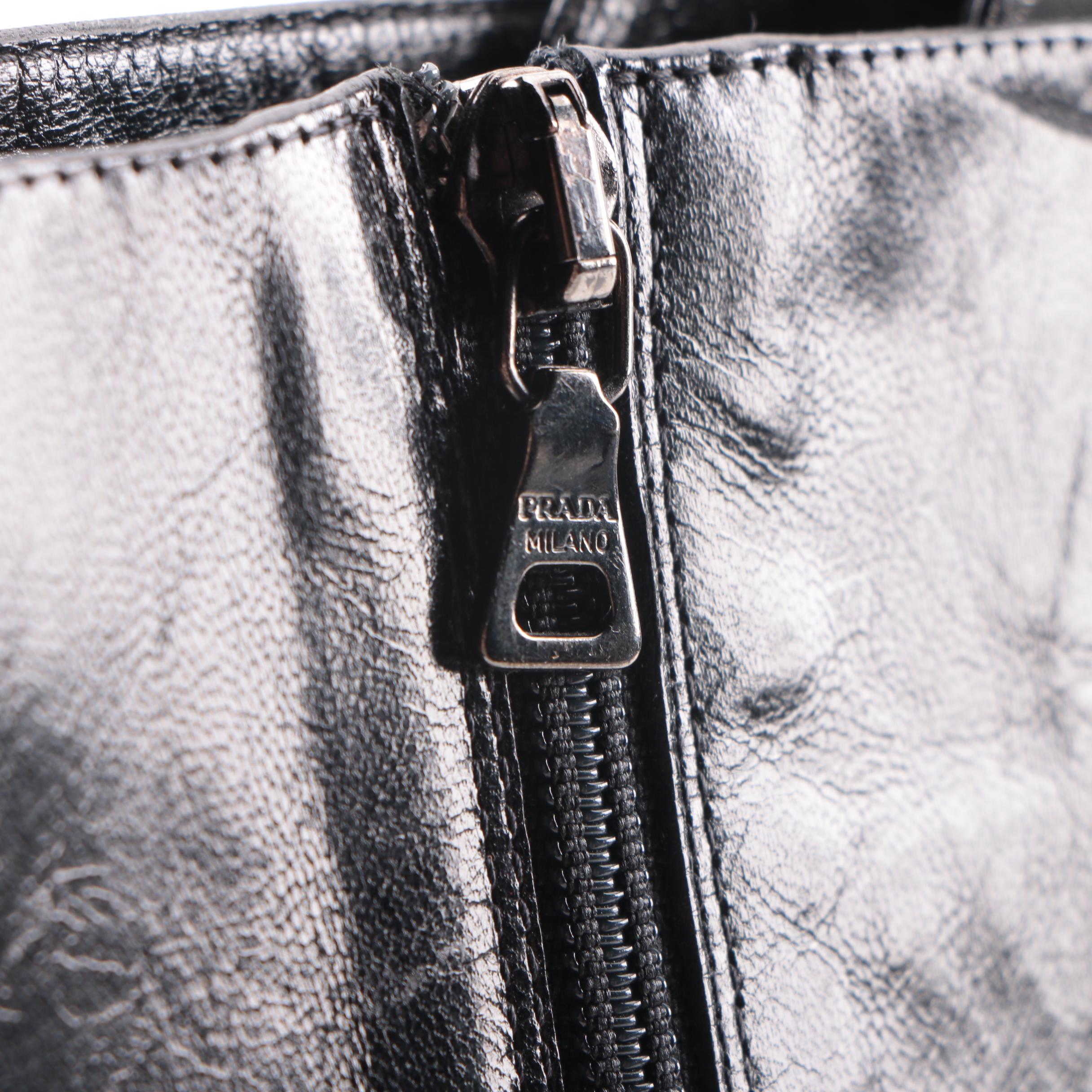 Women's Prada Black Leather Lace-Up Boots